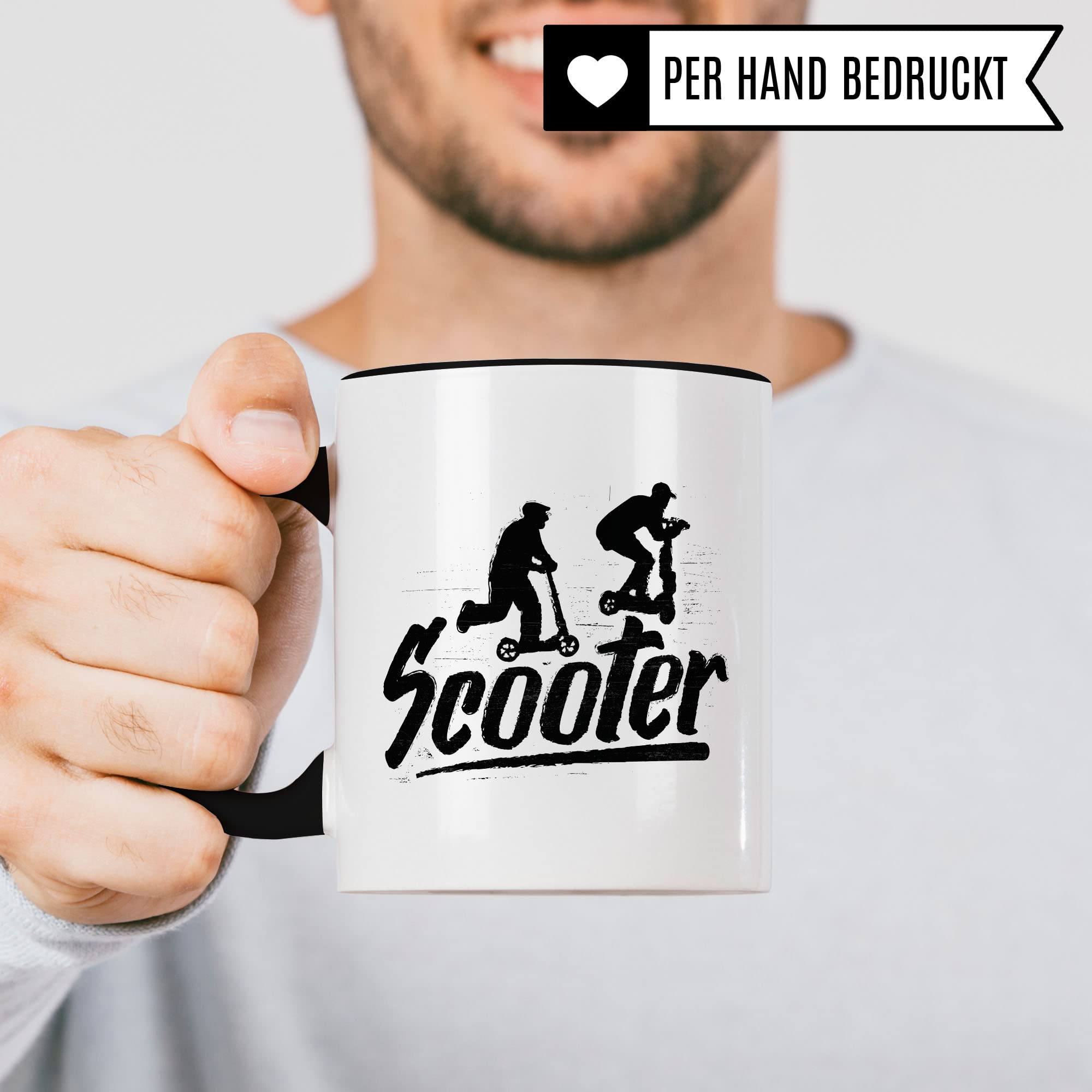 Scooter Tasse Geschenkidee Stuntscooter Kaffeetasse Geschenk für Scooterfahrer Kaffeebecher Roller Becher