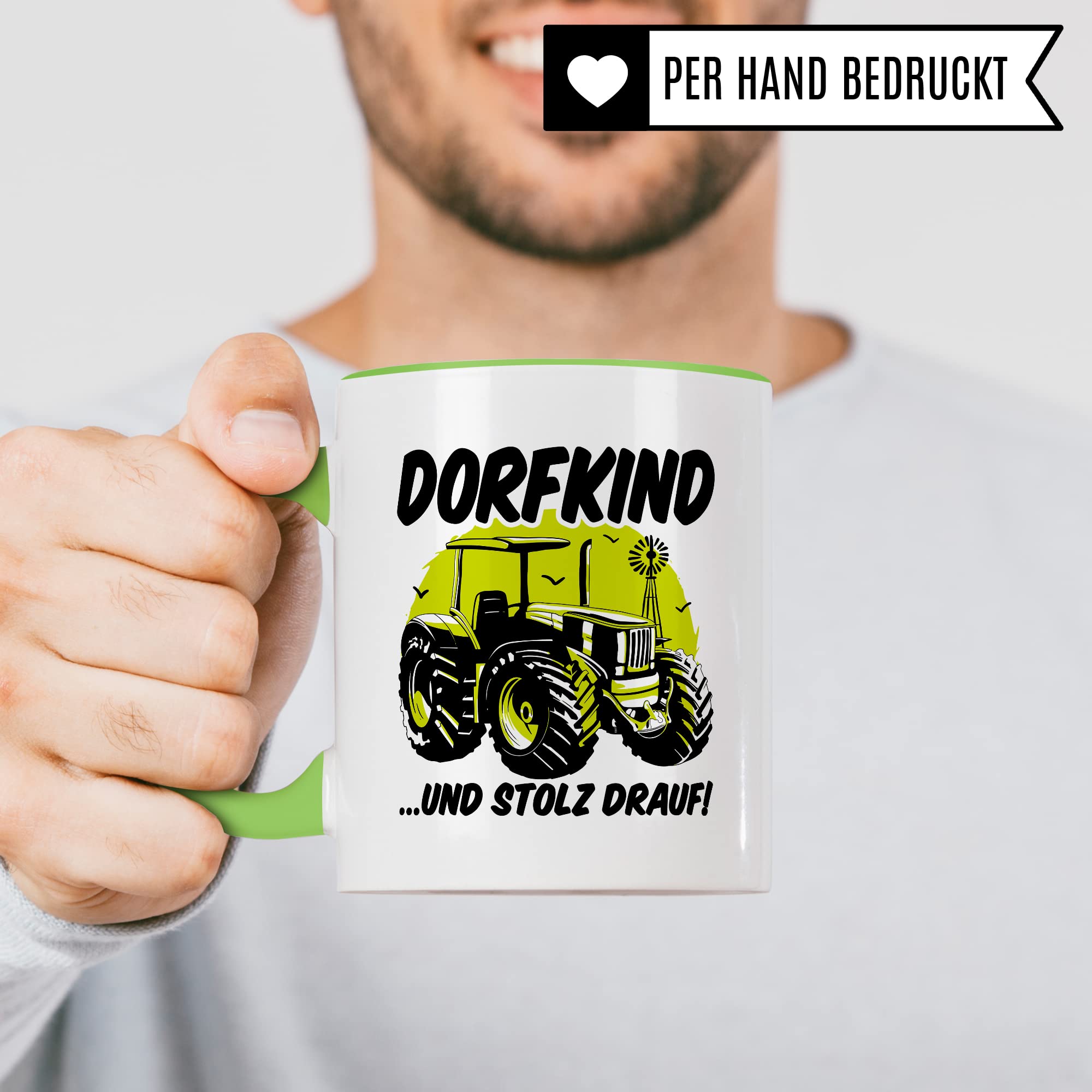 Tasse Dorfkind Geschenk, DORFKIND…UND STOLZ DRAUF Geschenkidee Dorfkinder Kaffeetasse mit Spruch lustig Kaffee-Becher Teetasse ländlich Humor Witztasse