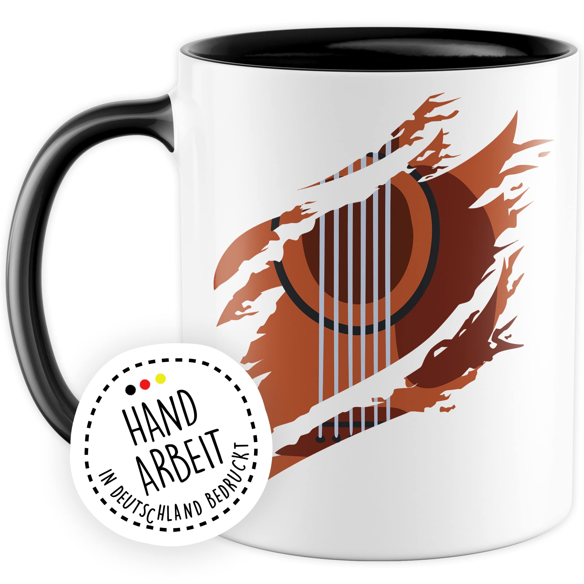 Gitarre Tasse Geschenk Gitarre-Motiv Geschenkidee Gitarrist Kaffee-Becher Kaffeetasse Gitarristin Teetasse Musiker Instrument Akustikgitarre E-Gitarre