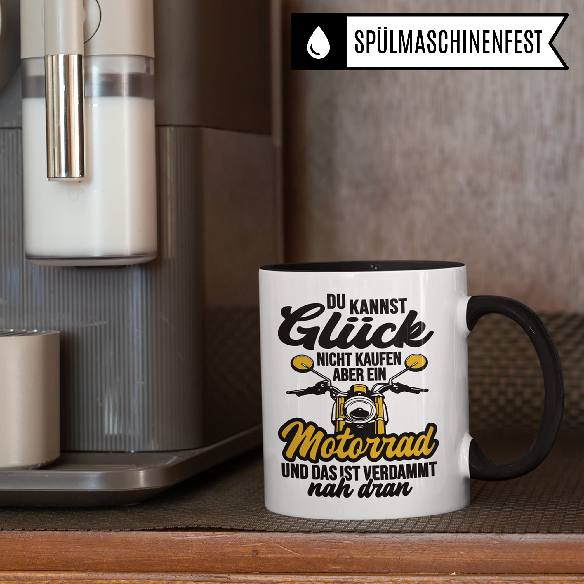 Motorrad Tasse Männer - Geschenke für Motorradfahrer - Du kannst Glück nicht kaufen aber ein Motorrad Becher - Kaffeetasse Sprüche Biker Herren - Kaffeebecher Bike Geschenkidee