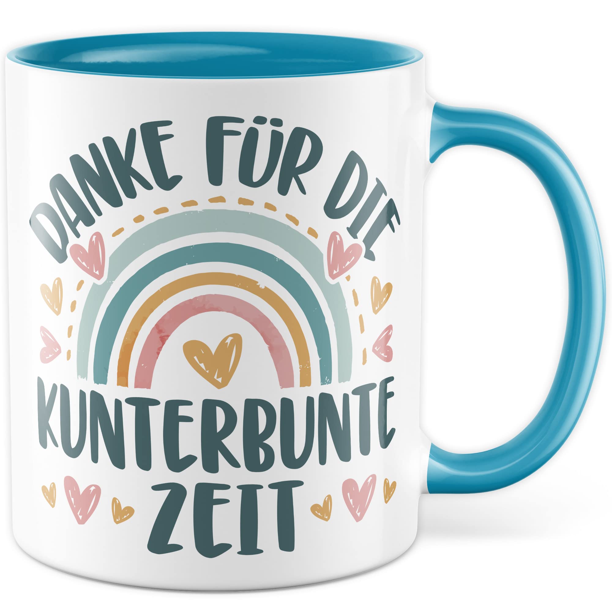 Tasse Dankeschön Erzieher, Danke für die kunterbunte Zeit Geschenk Geschenkidee Kaffeetasse mit Spruch Kaffee-Becher Lieblings-Mensch bedanken Dankesehr Dankbarkeit Erzieherin