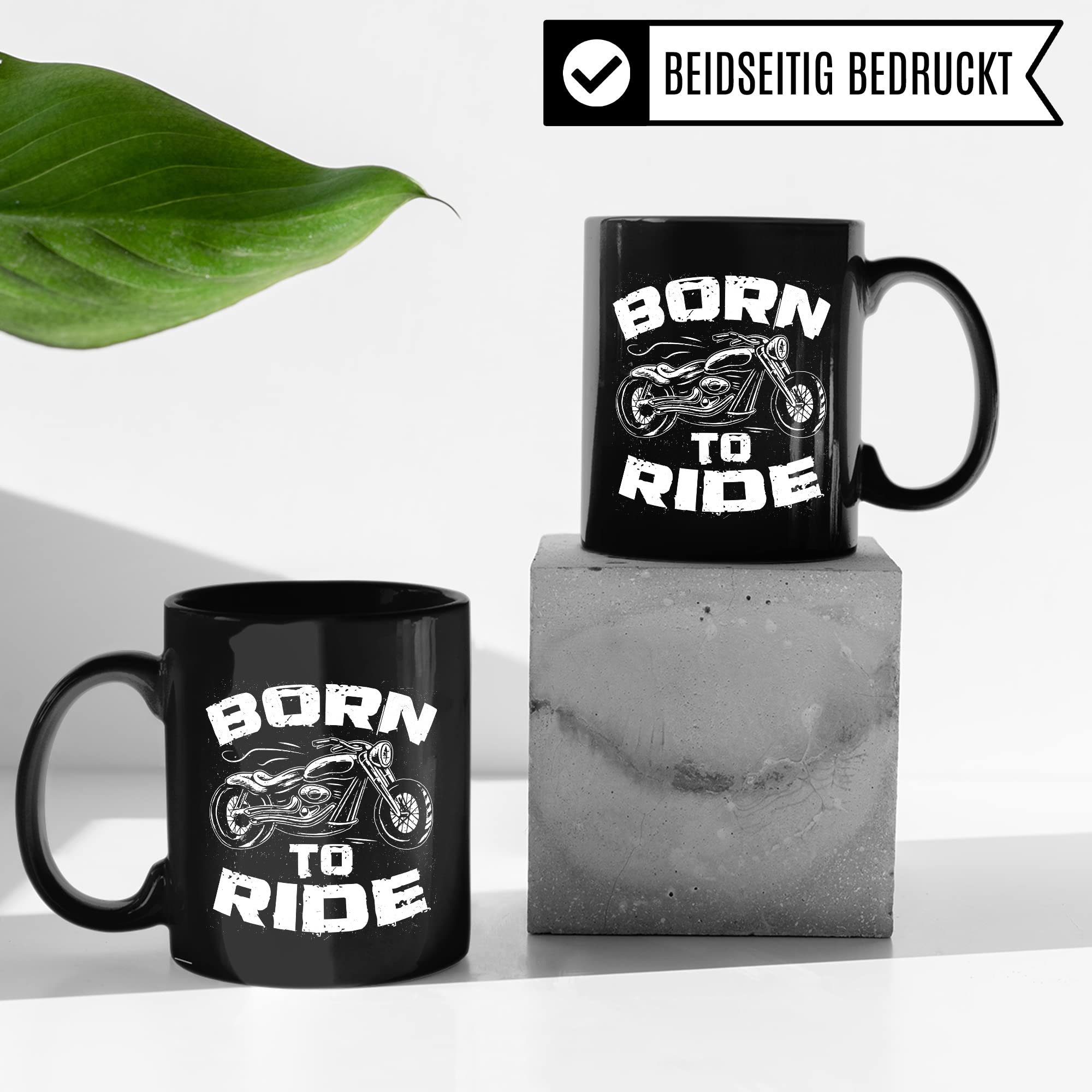 Tasse Motorrad, Born to Ride Biker Geschenk, Spruch lustig Motiv Geschenkidee Kaffeetasse Motorradfahrer Motorradfahrerin Frauen Männer Kaffeebecher