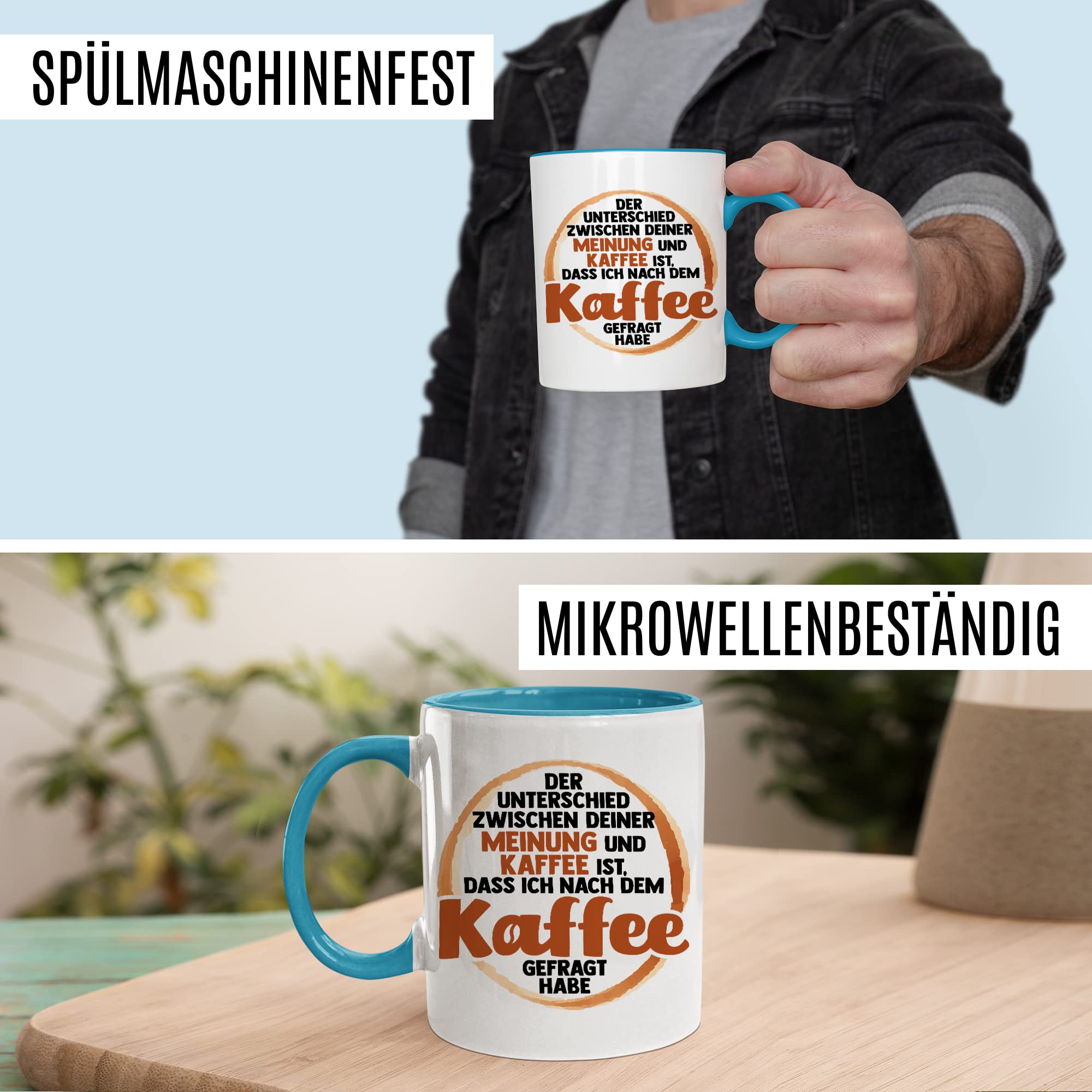 Tasse lustig Kaffeetasse mit Spruch Unterschied zwischen Kaffee und deiner Meinung Kaffee-Becher lustig Witz Teetasse Geschenk Humor Geschenkidee Sarkasmus Büro Zuhause