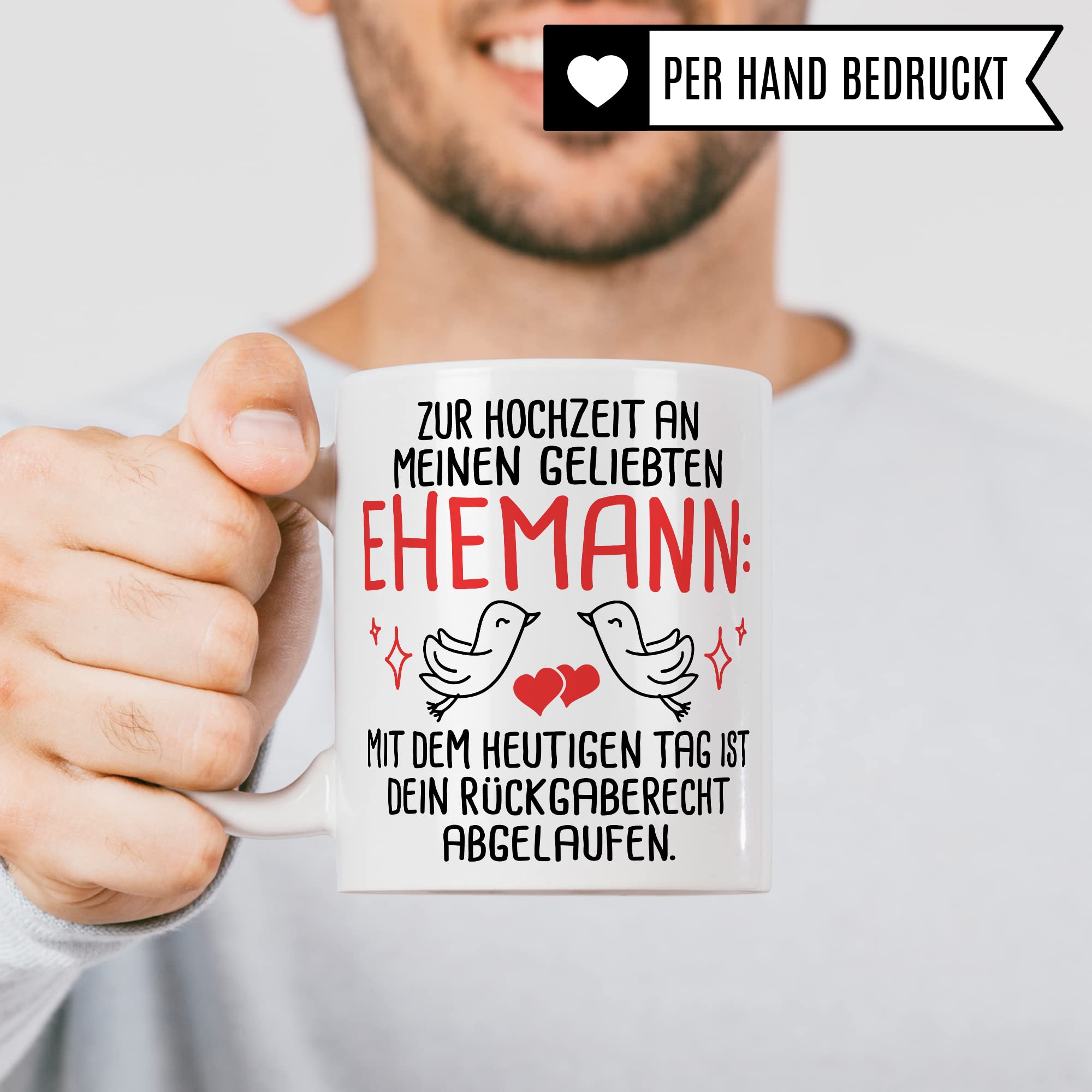 Tasse Ehemann Geschenk, Zur Hochzeit an meinen geliebten Ehemann Geschenkidee Frau Kaffee-Becher Kaffeetasse mit Spruch lustig Hochzeit Trauung Ehepartner Ehegatte