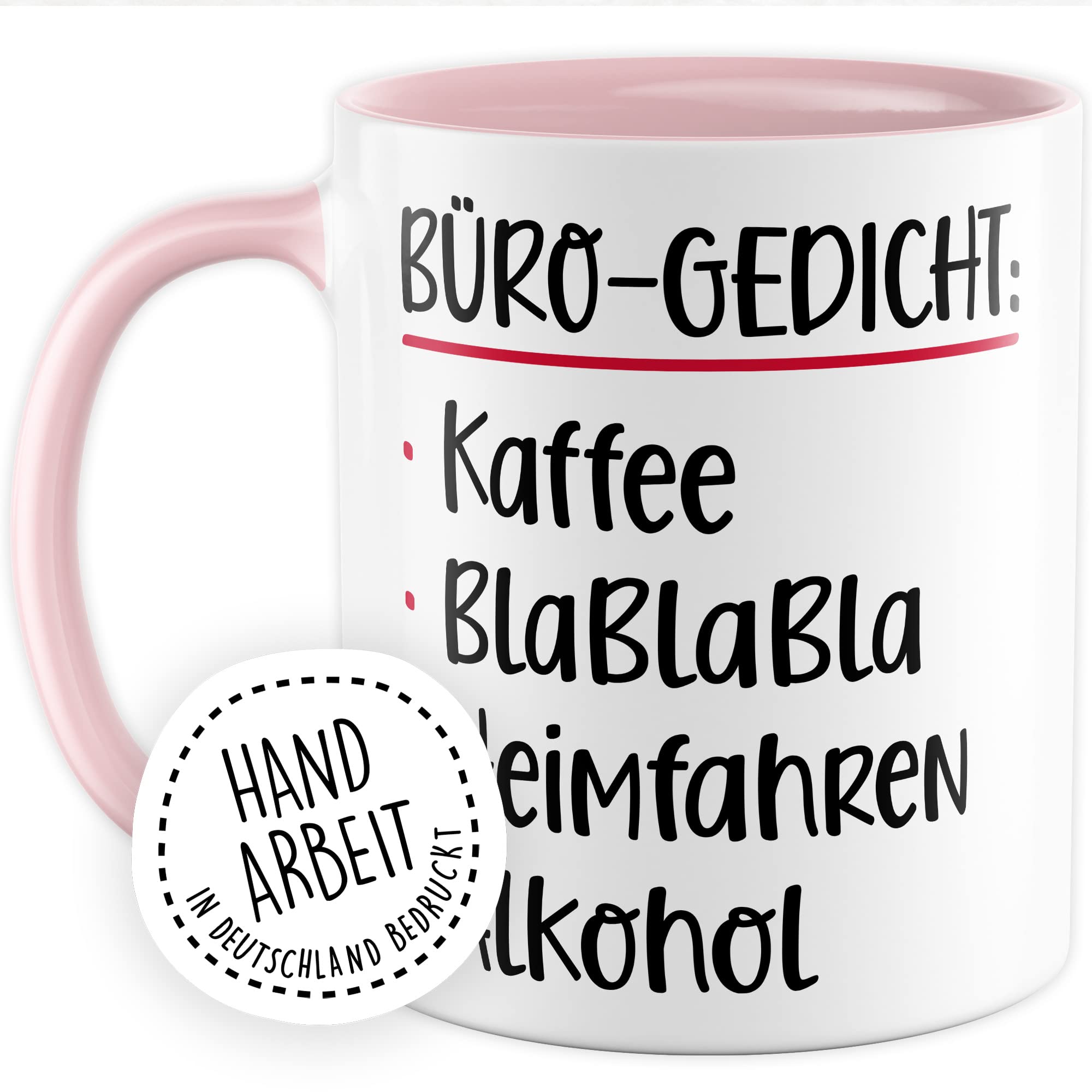 Büro Gedicht Tasse lustig Kaffee Alkohol Spruch Kaffeetasse Kollege Geschenk Kaffee-Becher Kollegin Geschenkidee Humor