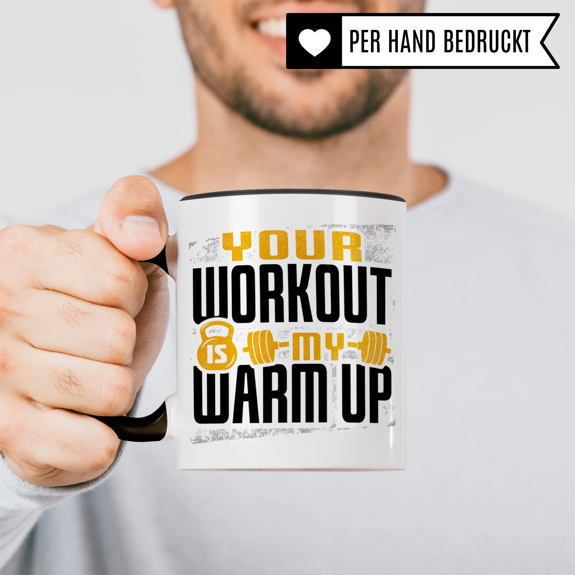 Workout Tasse, Gym Geschenk, Fitness Kaffeebecher, Kaffeetasse Humor Witz Geschenkidee für Trainer Krafttraining Bodybuilder Sport Becher