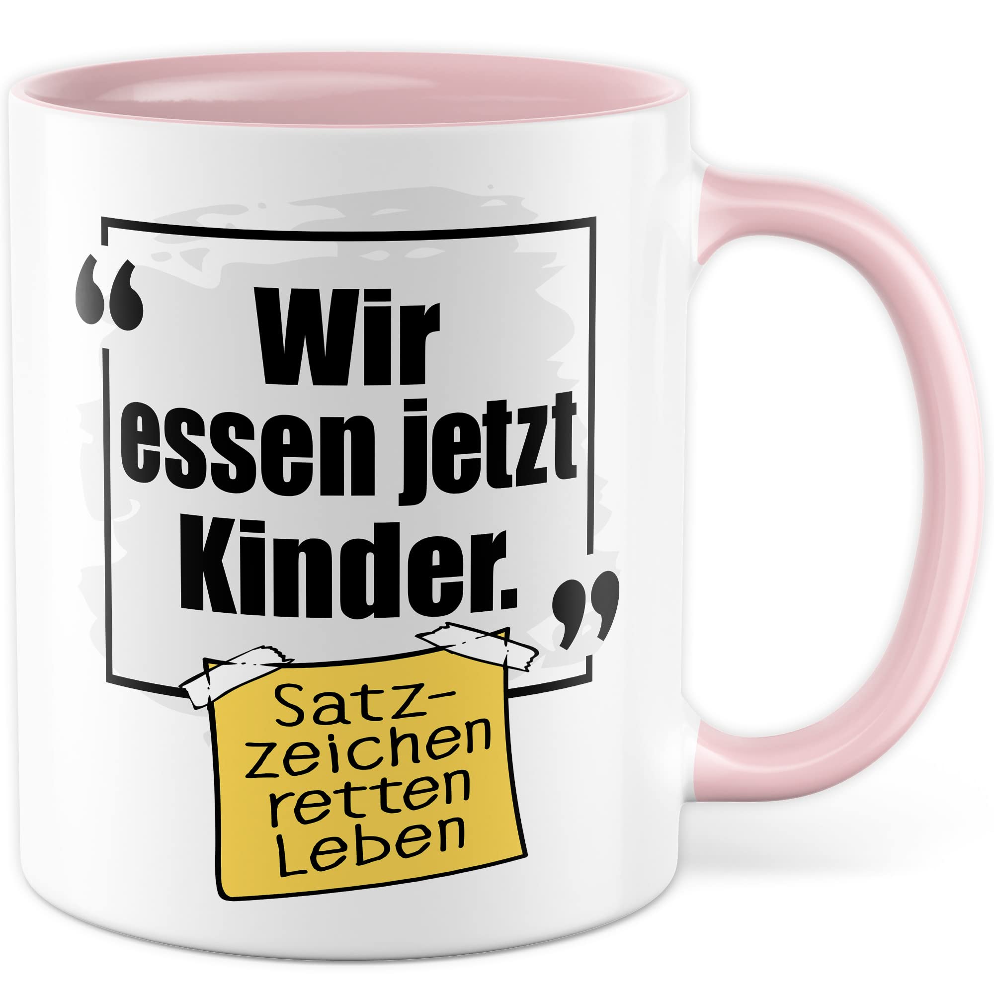 Lustige Tasse mit Spruch Kaffeetasse Grammatik Witz lustig Kaffee-Becher Zeichensetzung rettet Leben wir essen jetzt Kinder Interpunktion Deutsch