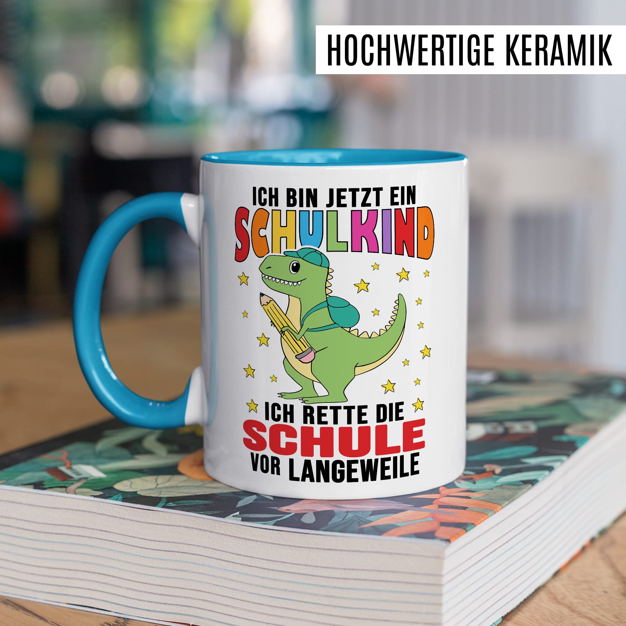 Tasse Kindergartenkind, Ich bin jetzt ein Kindergartenkind - ich rette den Kindergarten vor Langeweile Geschenkidee Kind Kaffeetasse mit Spruch lustig Kaffee-Becher Witztasse