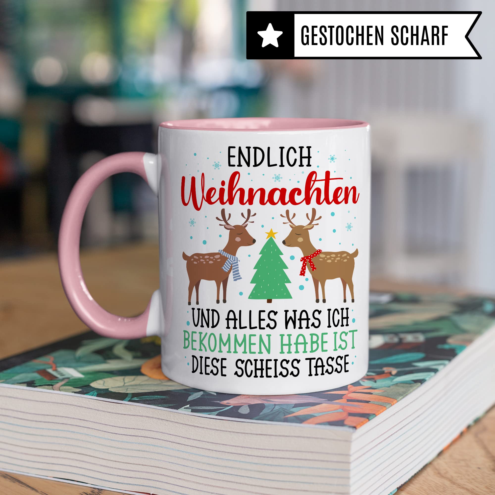 Weihnachten Tasse Geschenk Kaffeetasse Geschenkidee Humor Weihnachtstasse Sarkasmus Kaffee-Becher witziger Geschenkartikel Endlich Weihnachten alles was ich bekomm ist diese scheiß Tasse Spruch