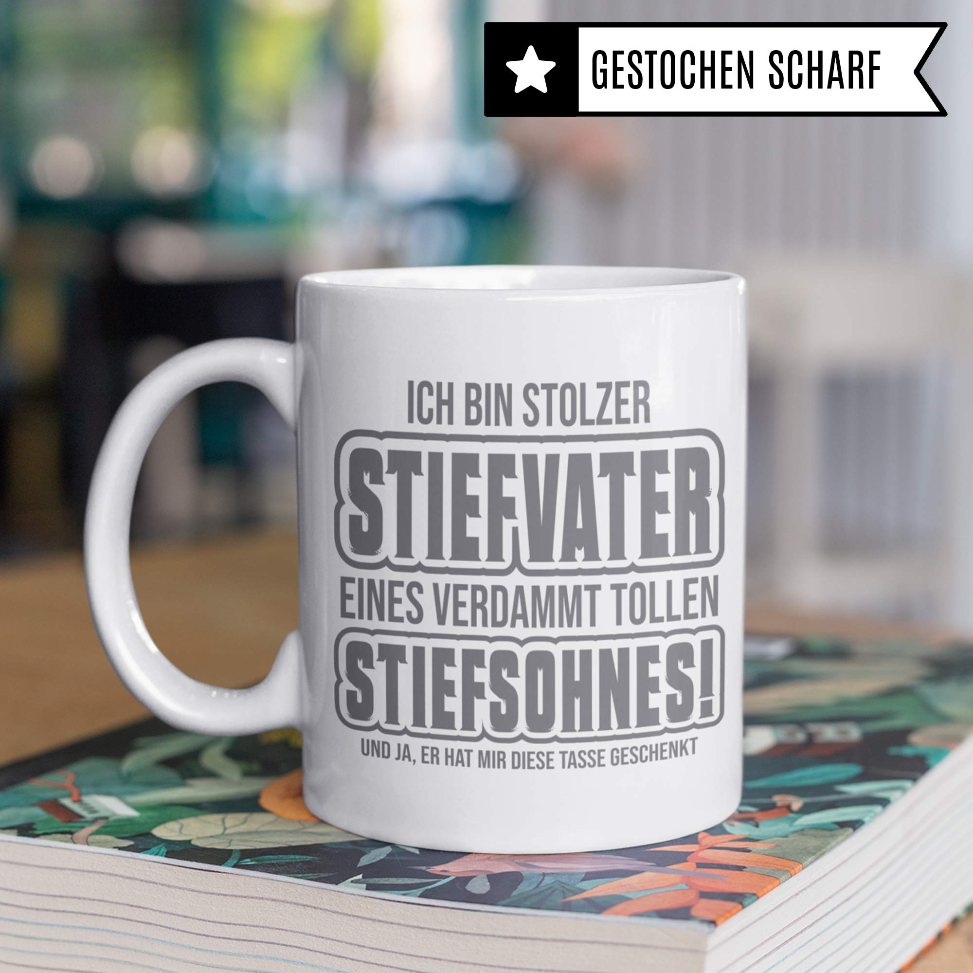 Pagma Druck Tasse Stiefvater Stiefsohn, Bonus Papa Kaffeetasse Geschenk Spruch, Bonuspapa Stief Vater Sohn Geschenkidee Kaffeebecher (Weiß/Weiß)