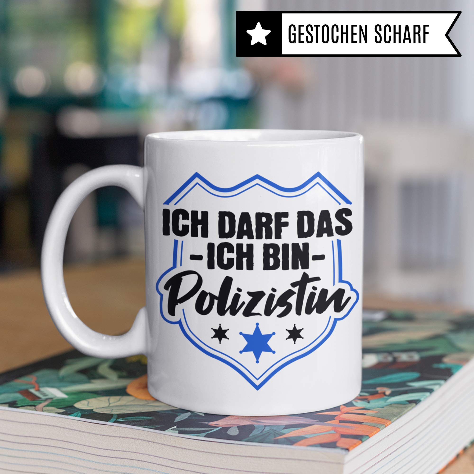 Polizei Tasse, Polizistin Geschenk lustig, Becher Geschenkidee für Polizisten Kaffeetasse, Ausbildung Frauen Polizeibeamtin Streifenpolizistin Kriminalpolizistin Beamtin Police Kaffeebecher lustig