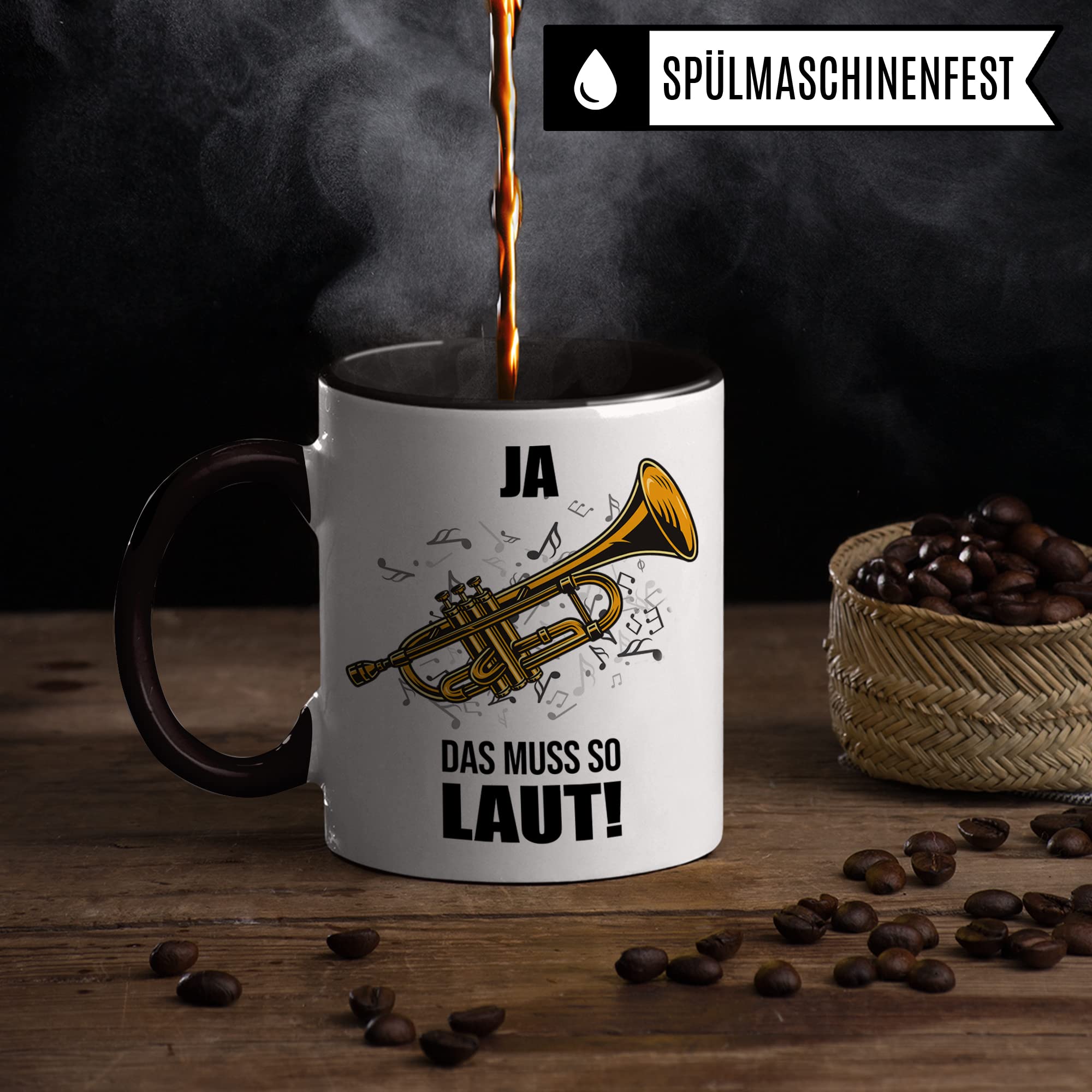 Trompete Tasse - Musik Geschenk für Trompeter - Kaffeetasse Musiker Trompetenspieler - Instrument Geschenkideen Becher Blechbläser Spruch Kaffeebecher