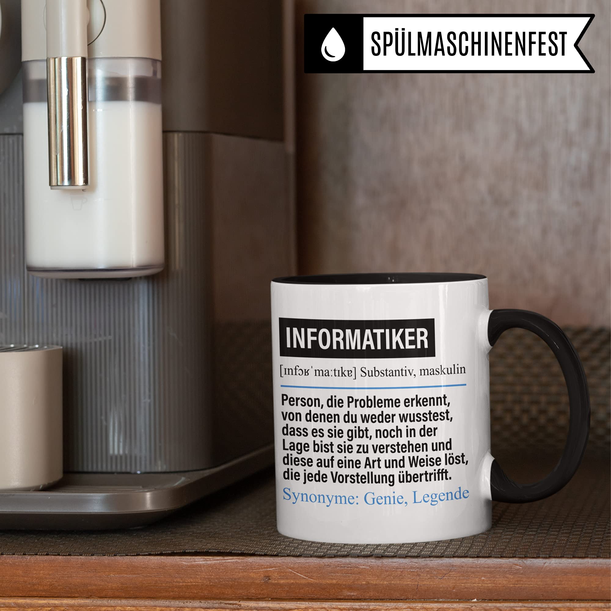 Informatiker Tasse lustig Definition, Informatik Programmierer Geschenk, Spruch Kaffeebecher Coder Geschenkidee, Kaffeetasse Entwickler Beruf Developer Becher