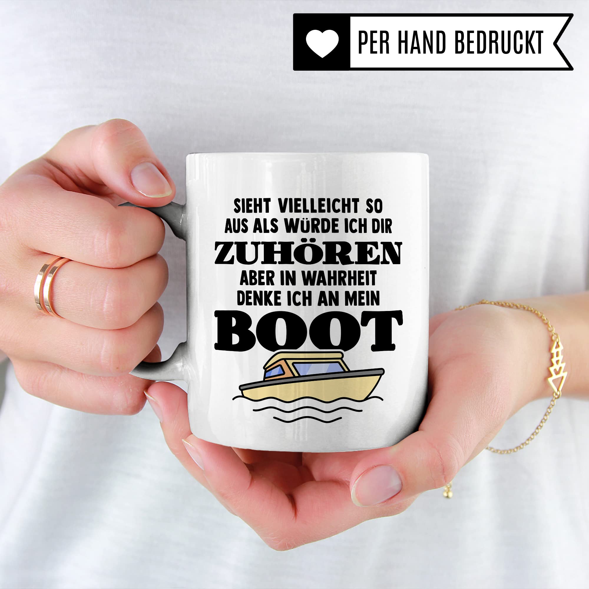 Tasse Boot, Sieht vielleicht so aus als würde ich dir zuhören aber in Wahrheit denke ich an mein Boot Kaffee-Becher Kapitän Geschenkidee Bootsliebhaber Kaffeetasse Geschenk Bootbesitzer