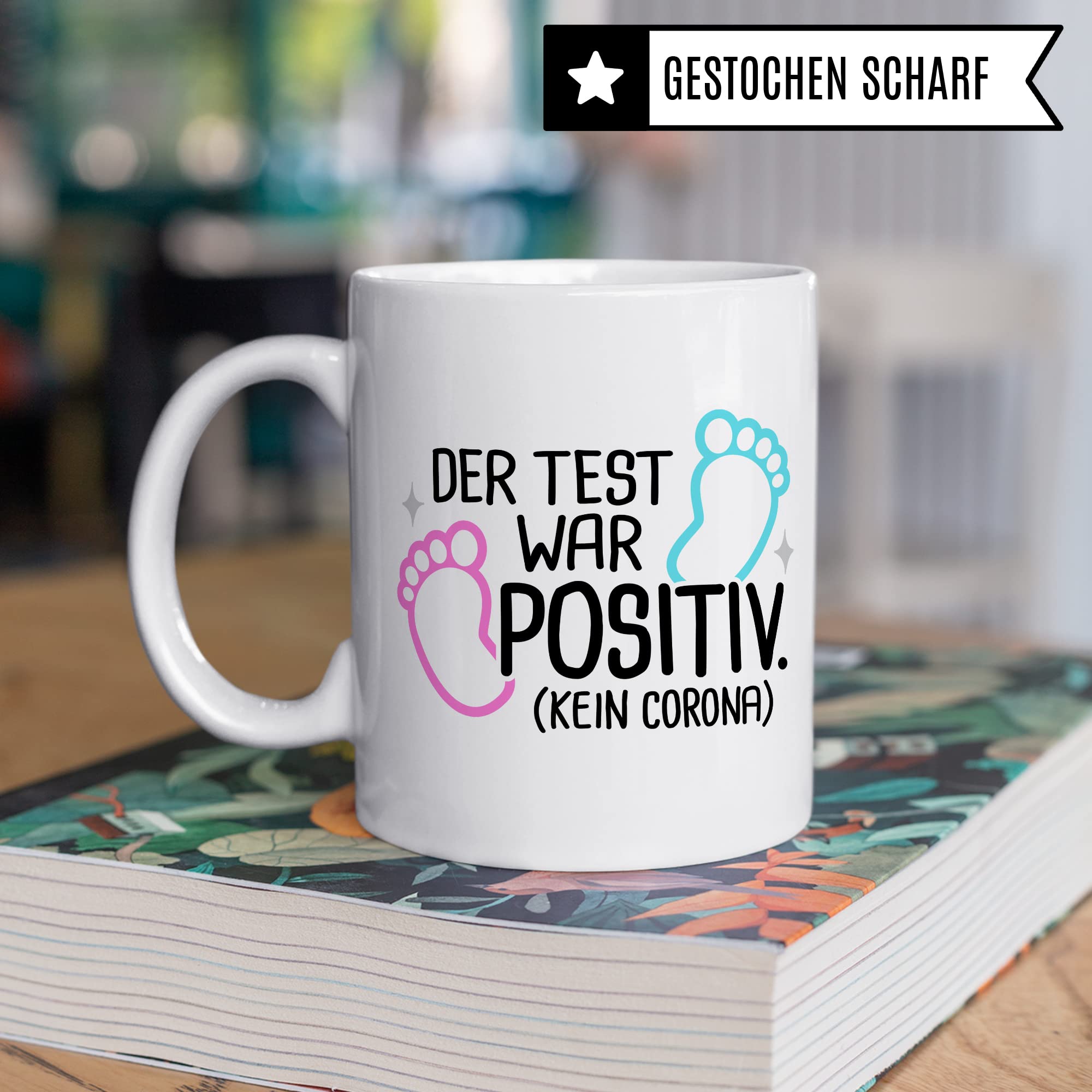 Schwangerschaft Tasse, Der Test war positiv, werdende Mama Geschenk Schwanger Freundin Papa Vater Geschenke für Opa Opa Schwester Bruder schöner Spruch Kaffee-Becher