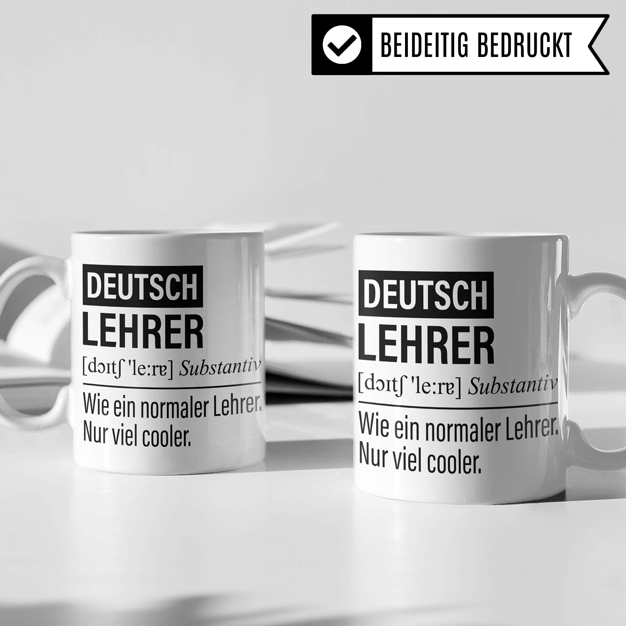 Deutsch Lehrer Tasse, Geschenk für Deutschlehrer, Kaffeetasse Geschenkidee Lehrer lustig, Kaffeebecher Lehramt Schule Deutsch Unterricht Witz