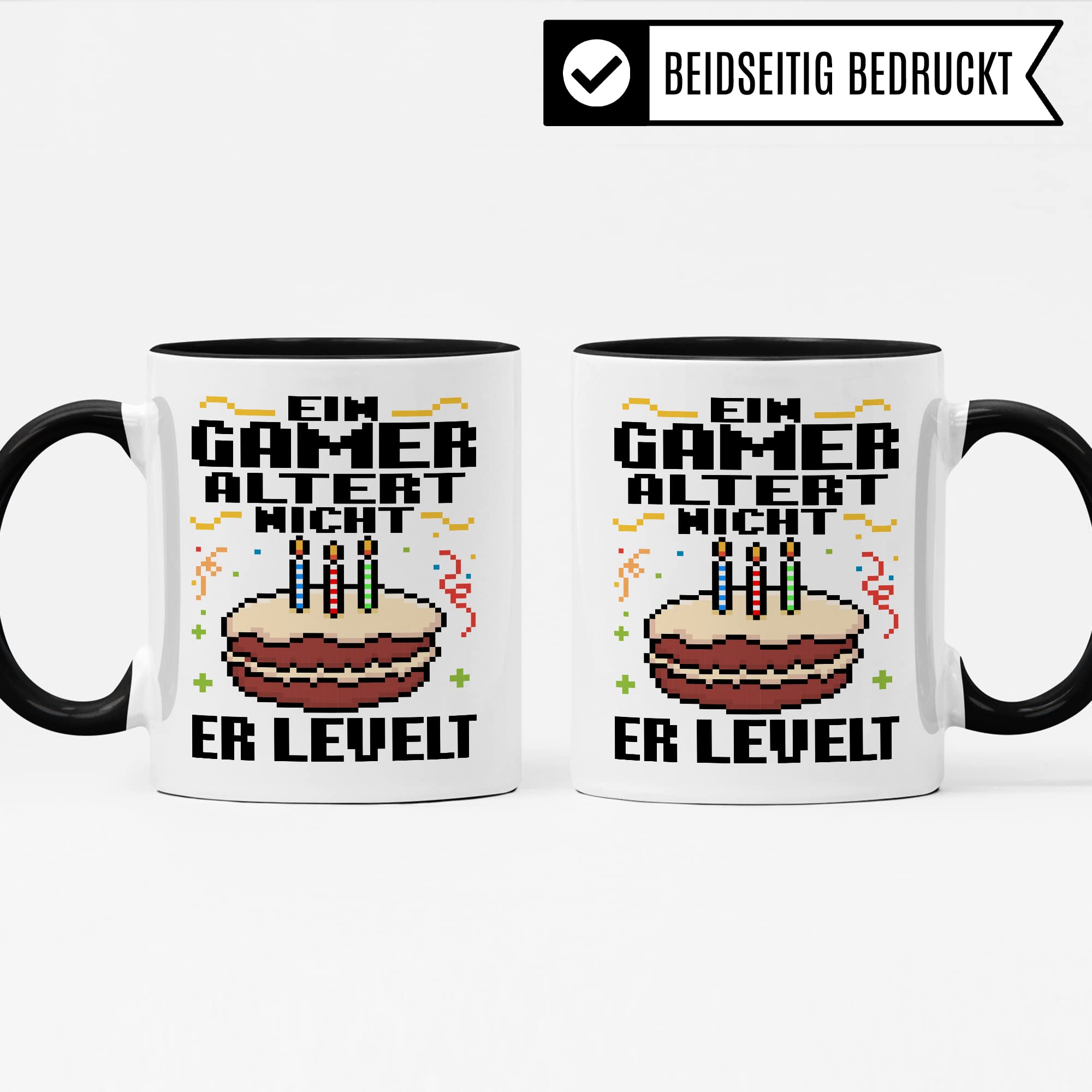 Gamer Tasse, Ein Gamer altert nicht - Er levelt Geschenkidee für Computerspieler, Gaming-Fans und Zocker Geschenk Kaffee-Becher Nerd Gaming Kaffeetasse mit Spruch lustig