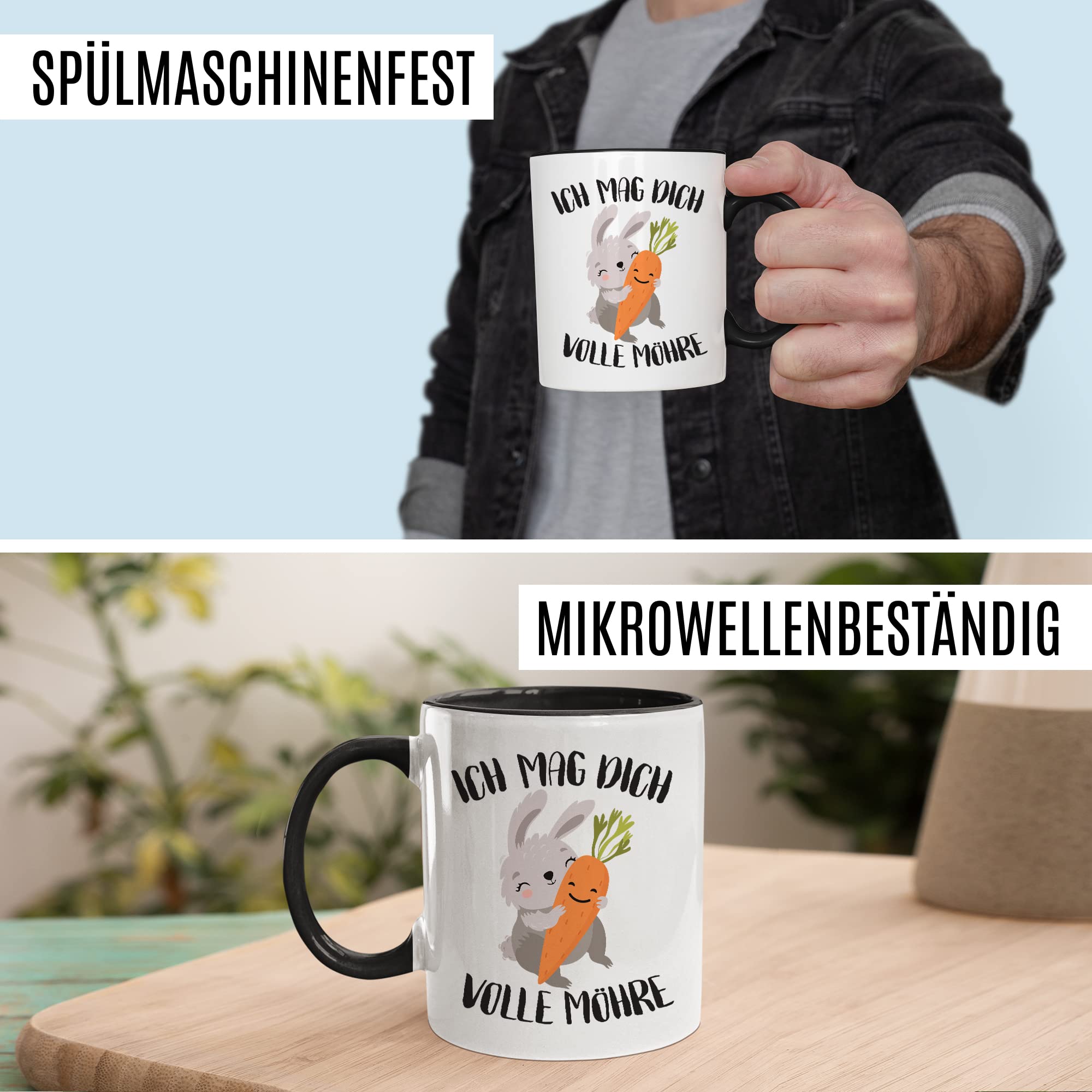 Süße Tasse Liebe Kaffeetasse Für Partner Geschenk Freundin Geschenkidee Freund Kaffee-Becher Mag dich volle Möhre Spruch Motiv süß Hase