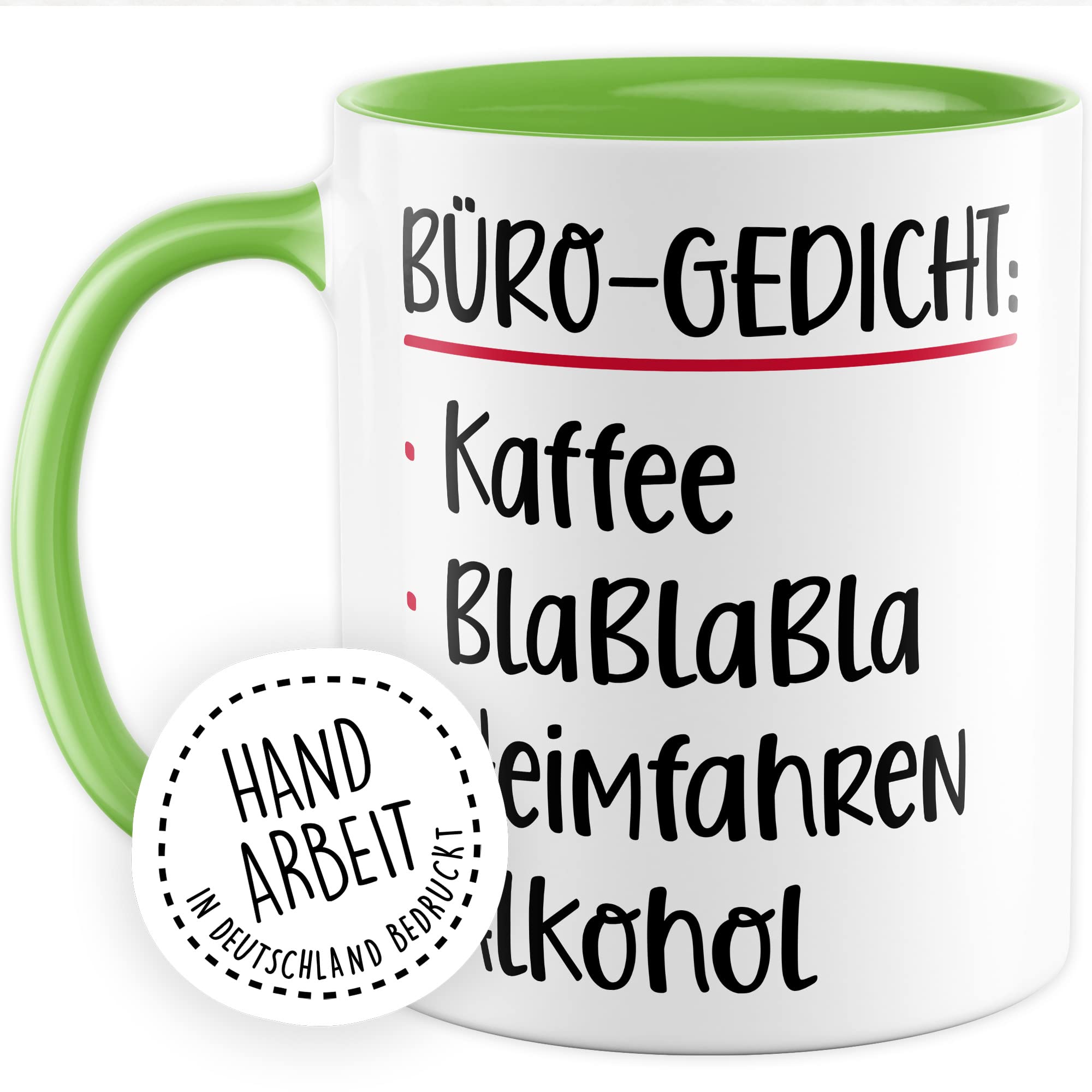 Büro Gedicht Tasse lustig Kaffee Alkohol Spruch Kaffeetasse Kollege Geschenk Kaffee-Becher Kollegin Geschenkidee Humor