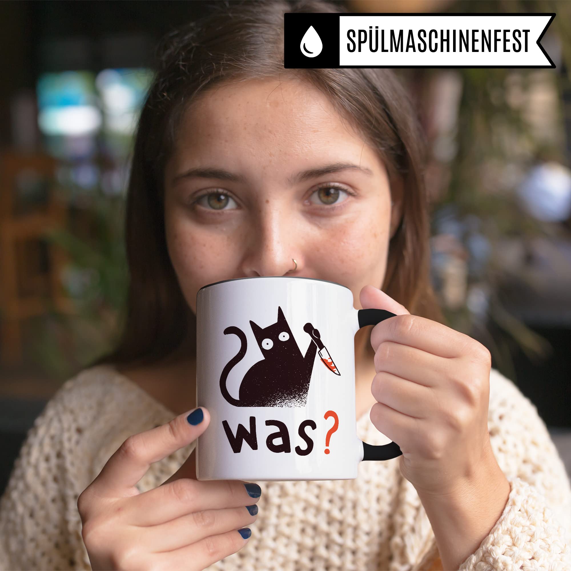 Tasse Katzen-Motiv, schwarzer Humor Geschenk Katzenliebhaber, sarkastisches Katzen-Tasse Motiv, Geschenk Kollegen, lustige Katze Kater Katzenfreund Büro-Tasse Sarkasmus