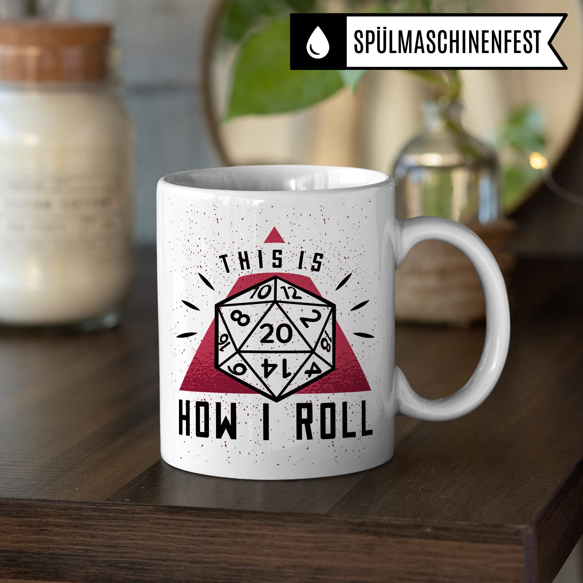 DnD Roleplay Tasse, This is how I roll Spruch, Rollenspiel Spruch D20 Dice Geschenkidee, Pen & Paper Tabletop D20 Würfel Motiv - RPG Dungeon Kaffee-Becher