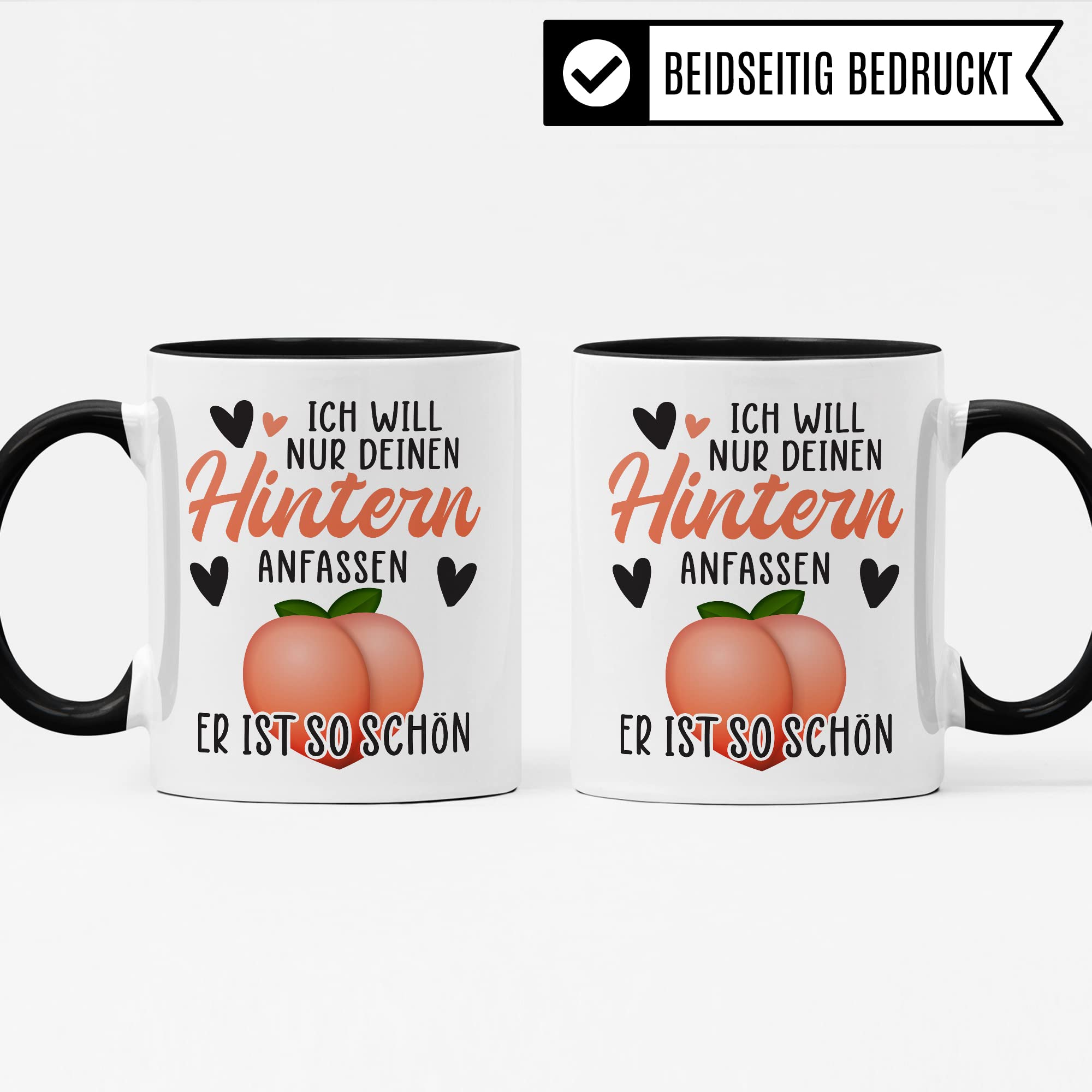 Hintern Tasse Freundin Geschenk Kaffeetasse Freund Popo Kaffee-Becher lustiges Geschenk Beziehung Geschenkidee Humor Ich will deinen Hintern anfassen Spruch Zeichnung