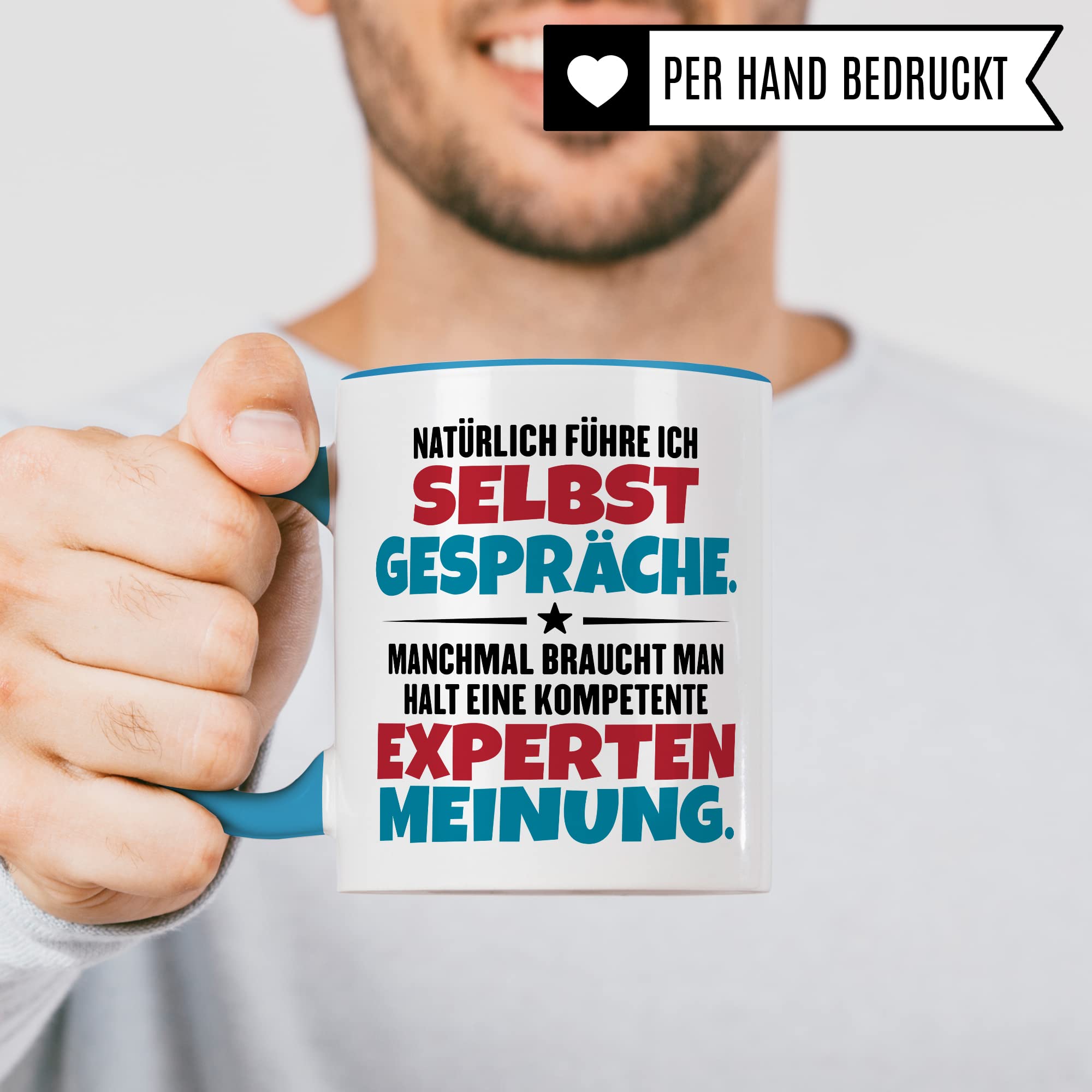 Lustige Tasse mit Spruch Kaffeetasse fürs Büro Humor Natürlich führe ich Selbstgespräche Spruch Geschenk Witz Geschenkidee Kaffee-Becher