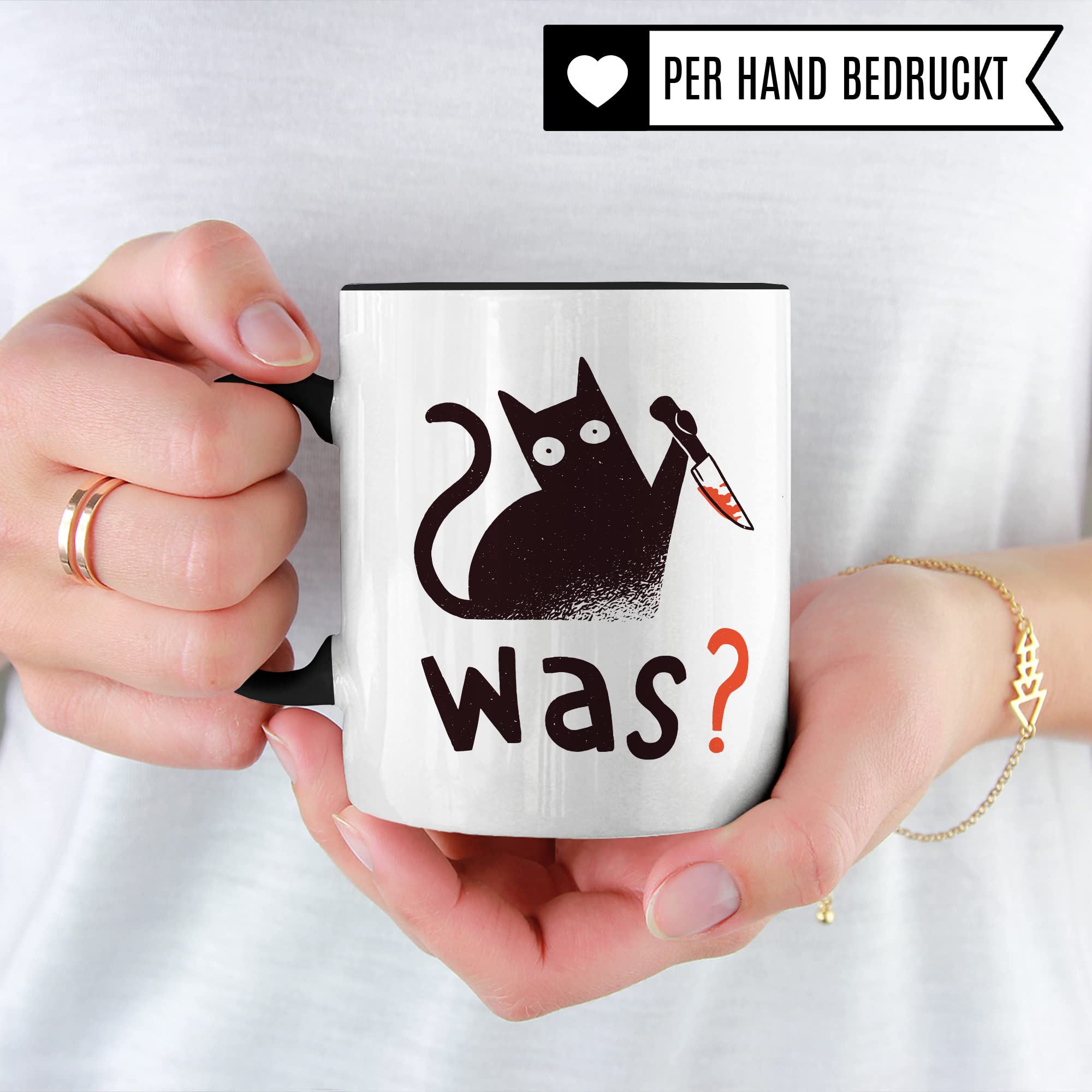 Tasse Katzen-Motiv, schwarzer Humor Geschenk Katzenliebhaber, sarkastisches Katzen-Tasse Motiv, Geschenk Kollegen, lustige Katze Kater Katzenfreund Büro-Tasse Sarkasmus