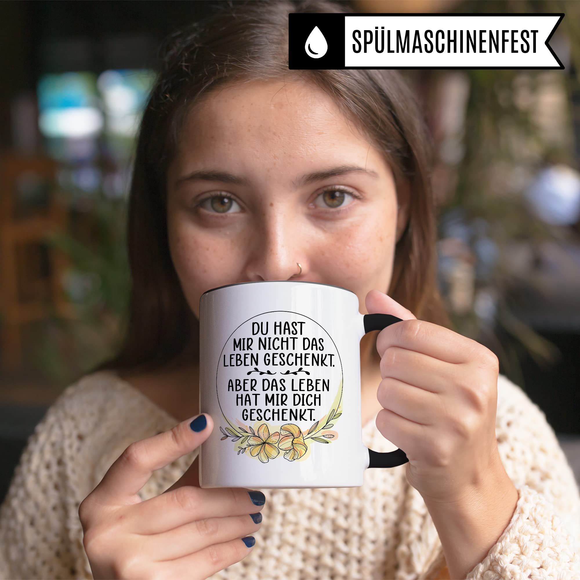 Tasse Pflegemama Geschenk, Das Leben hat mir dich geschenkt Geschenkidee Pflegemutter Tasse mit Spruch Kaffee-Becher Kaffeetasse Stiefmutter Ziehmutter Ersatzmama