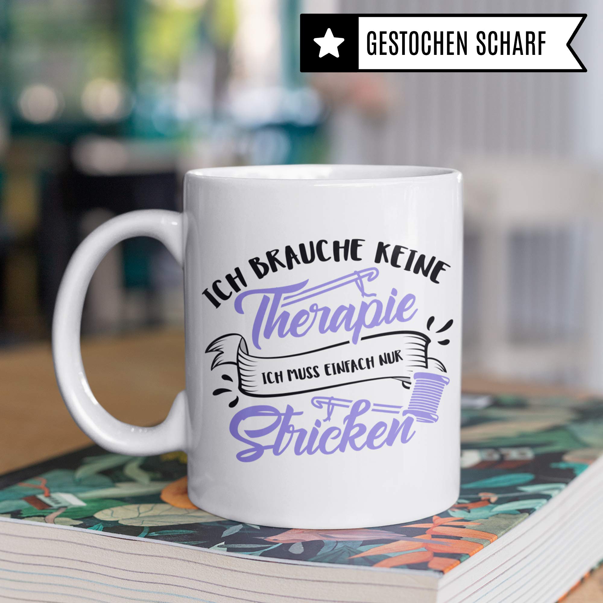 Pagma Druck Stricken Tasse, Strickerin Geschenk Spruch Becher Geschenkidee, Kaffeetasse Häkeln Kaffeebecher (Weiß/Weiß)