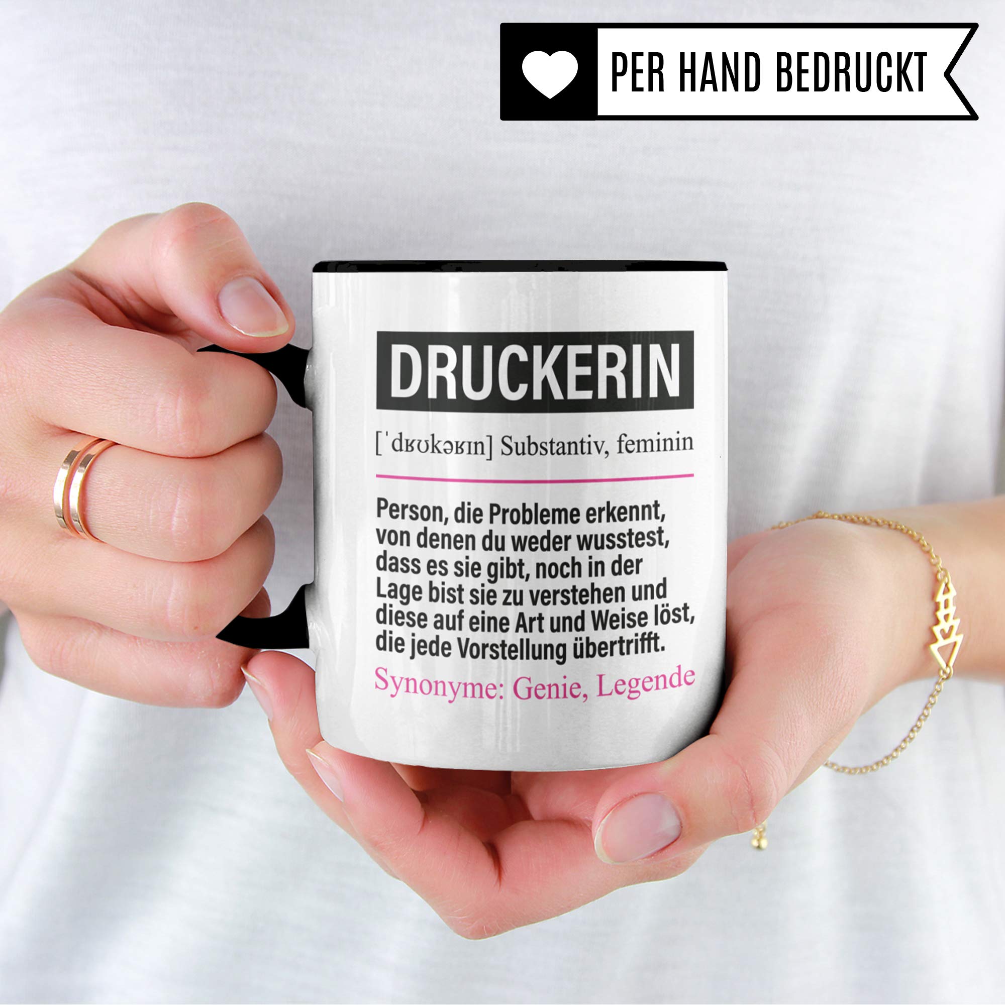 Tasse Druckerin lustig, Beruf Druckerin Geschenk, Spruch Drucktechnikerin Ausbildung Kaffeebecher Geschenkidee, Kaffeetasse Druckerei Teetasse Becher