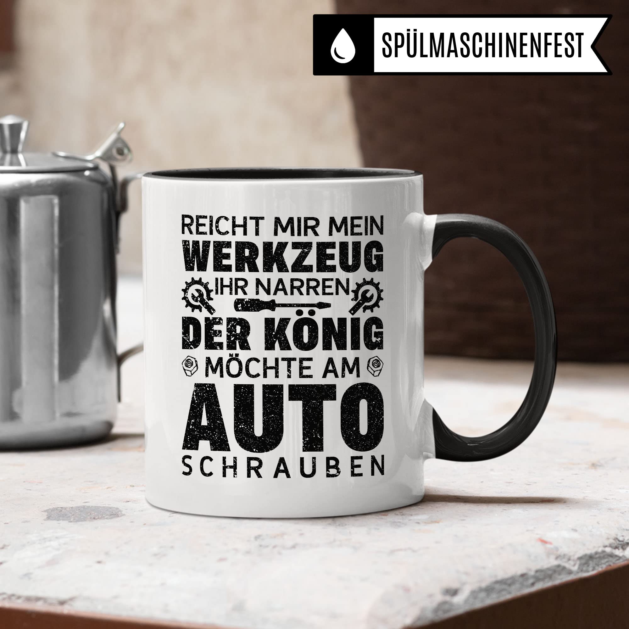 Kfz Mechaniker Tasse Geschenkidee Mechatroniker Kaffeetasse Humor Witz Geschenk für Werkstatt Kaffeebecher Kollege Becher