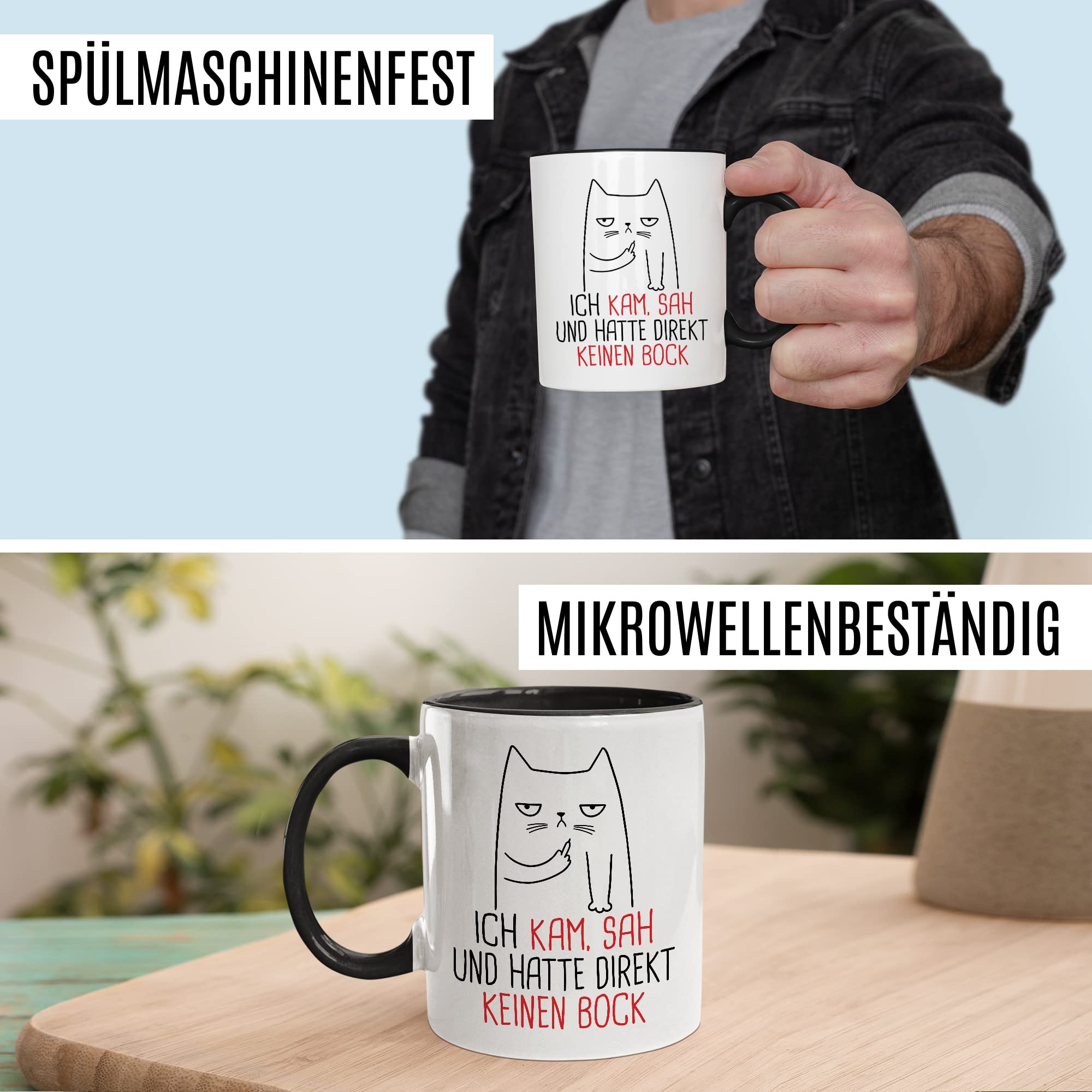 Tasse Humor Geschenk, Ich kam sah und hatte direkt kein Bock Geschenkidee Kaffee-Becher Kaffeetasse Tasse mit Spruch lustig Witztasse Teetasse Humorvoll