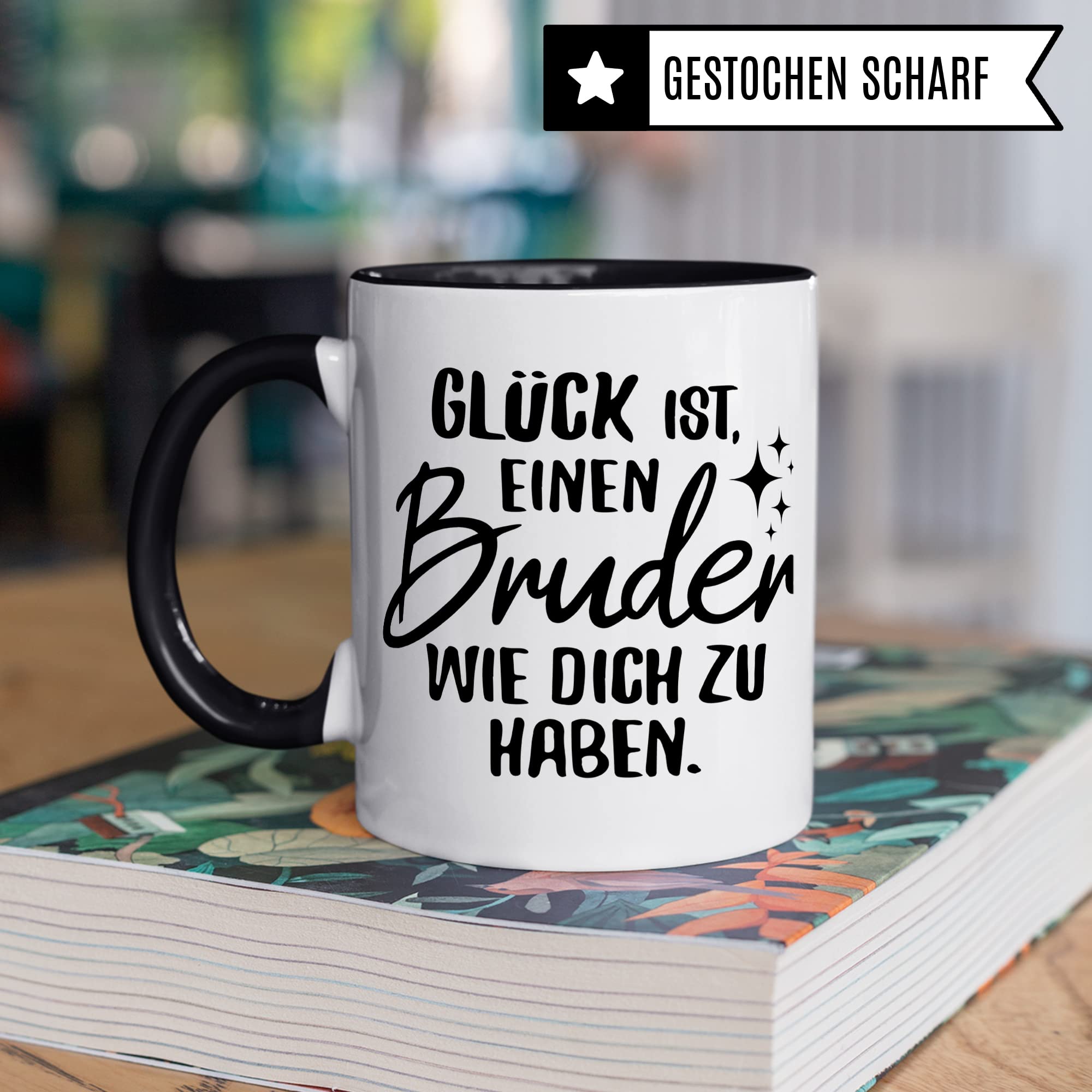 Bruder Tasse Geschwister Kaffeetasse Brüder Geschenk Bruderherz Kaffee-Becher Schwester Geschenkidee Glück ist einen Bruder wie dich zu haben Motiv Geschwisterliebe