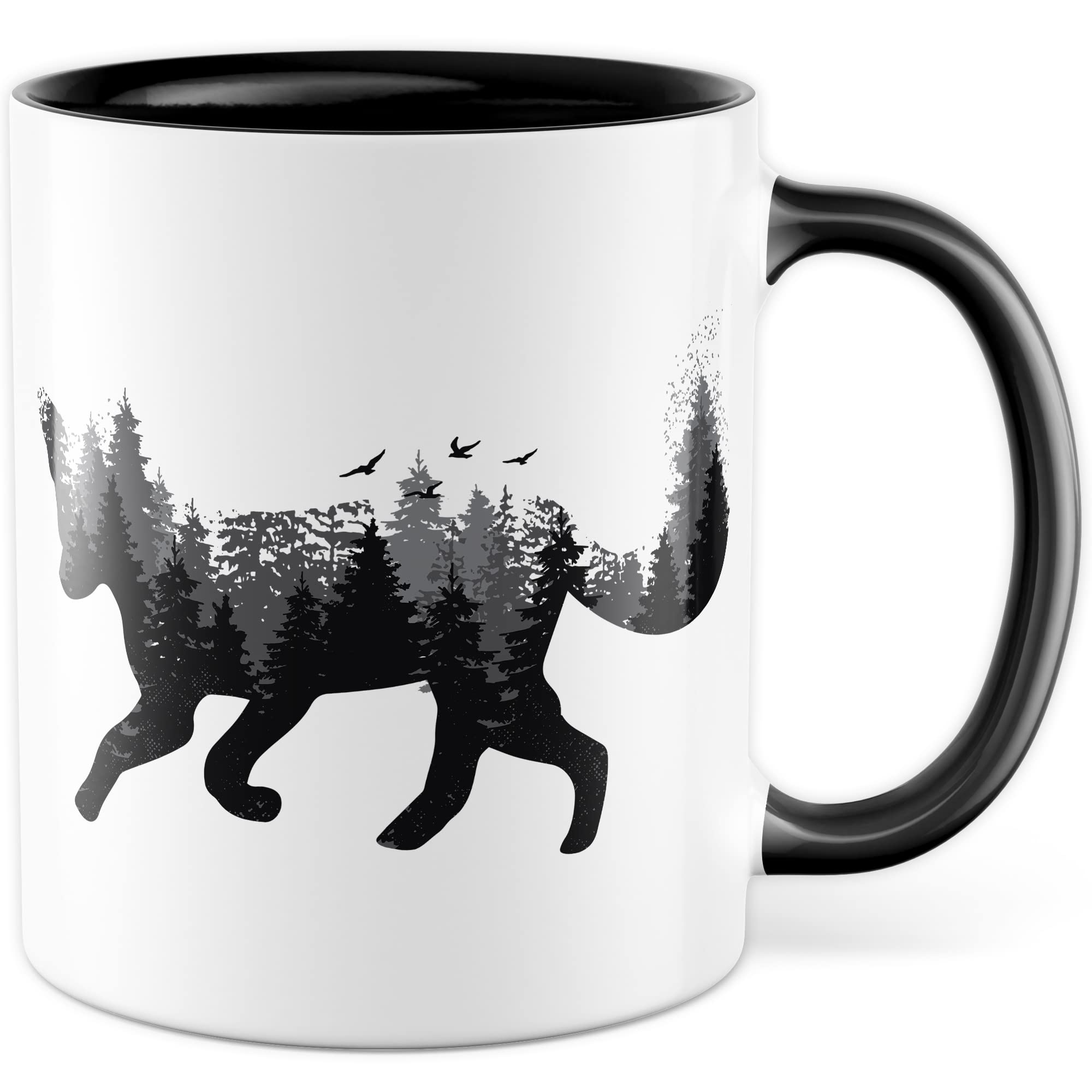 Tasse Fuchs hochwertiges Design, Geschenk Fuchs-Fans Motiv, Rotfuchs Geschenk-Idee Kollegen Freundin Freund Kaffeetasse, Fuchs Wald-Tiere Wald-Motiv Jäger Naturliebhaber Kaffee-Becher