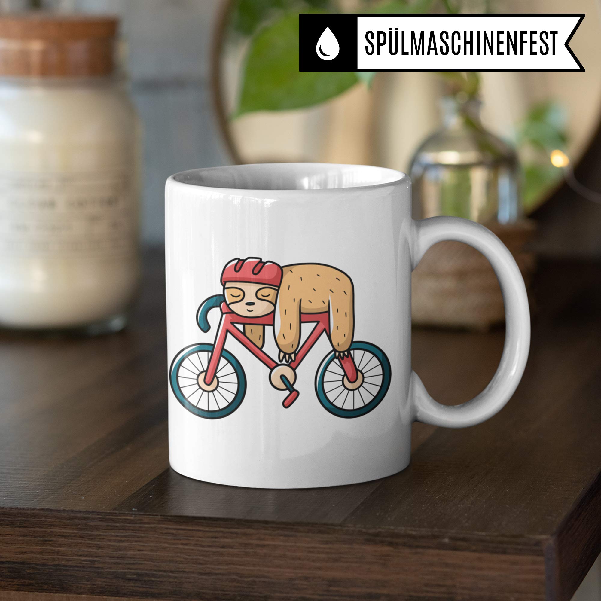 Pagma Druck Fahrrad Tasse Faultier, Geschenk Fahrradfahrer, Fahrräder Becher mit Fahrradmotiv, Rennrad Mountainbike Fahrrad Geschenkideen Radsport Radfahren Radfahrer Kaffeetasse lustig