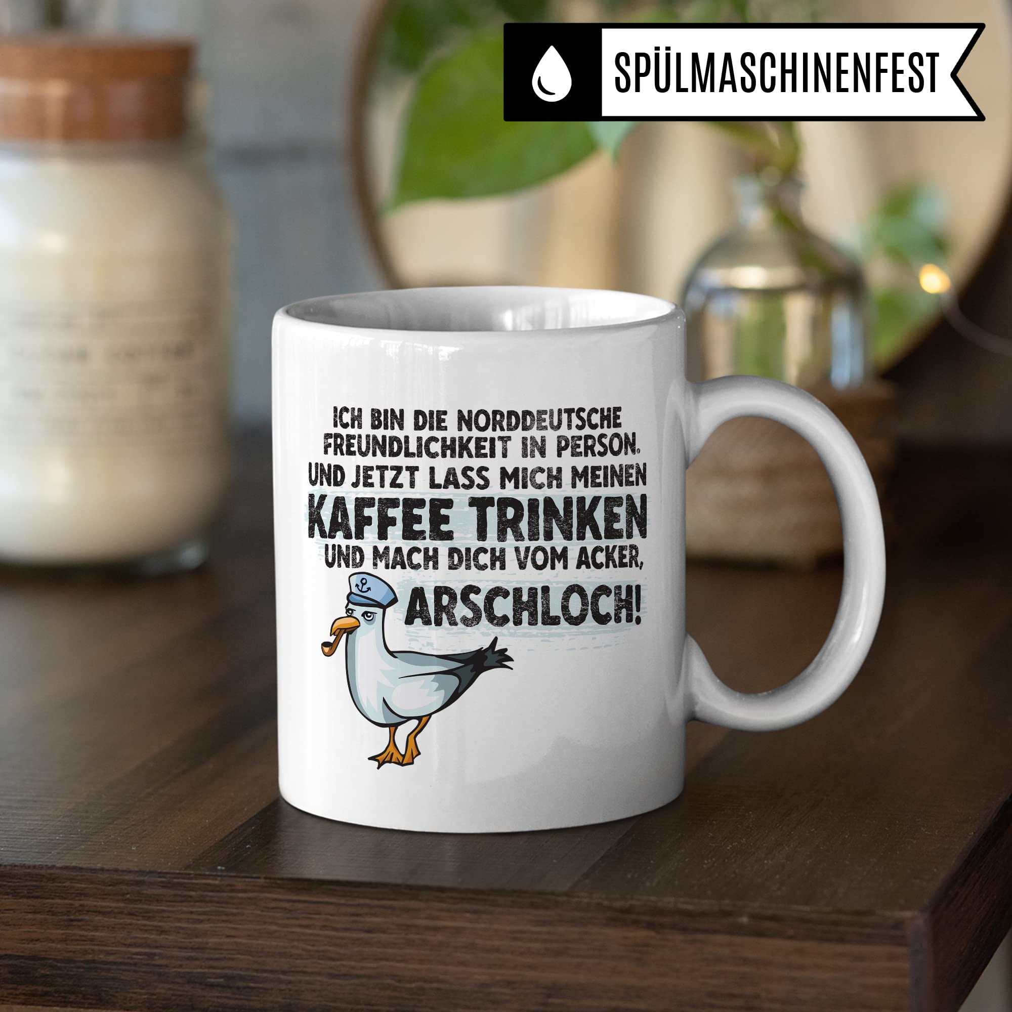 Moin Tasse Kaffee-Tasse Geschenkidee für Norddeutsche Norddeutschland Meer Nordsee Ostsee Kaffeebecher