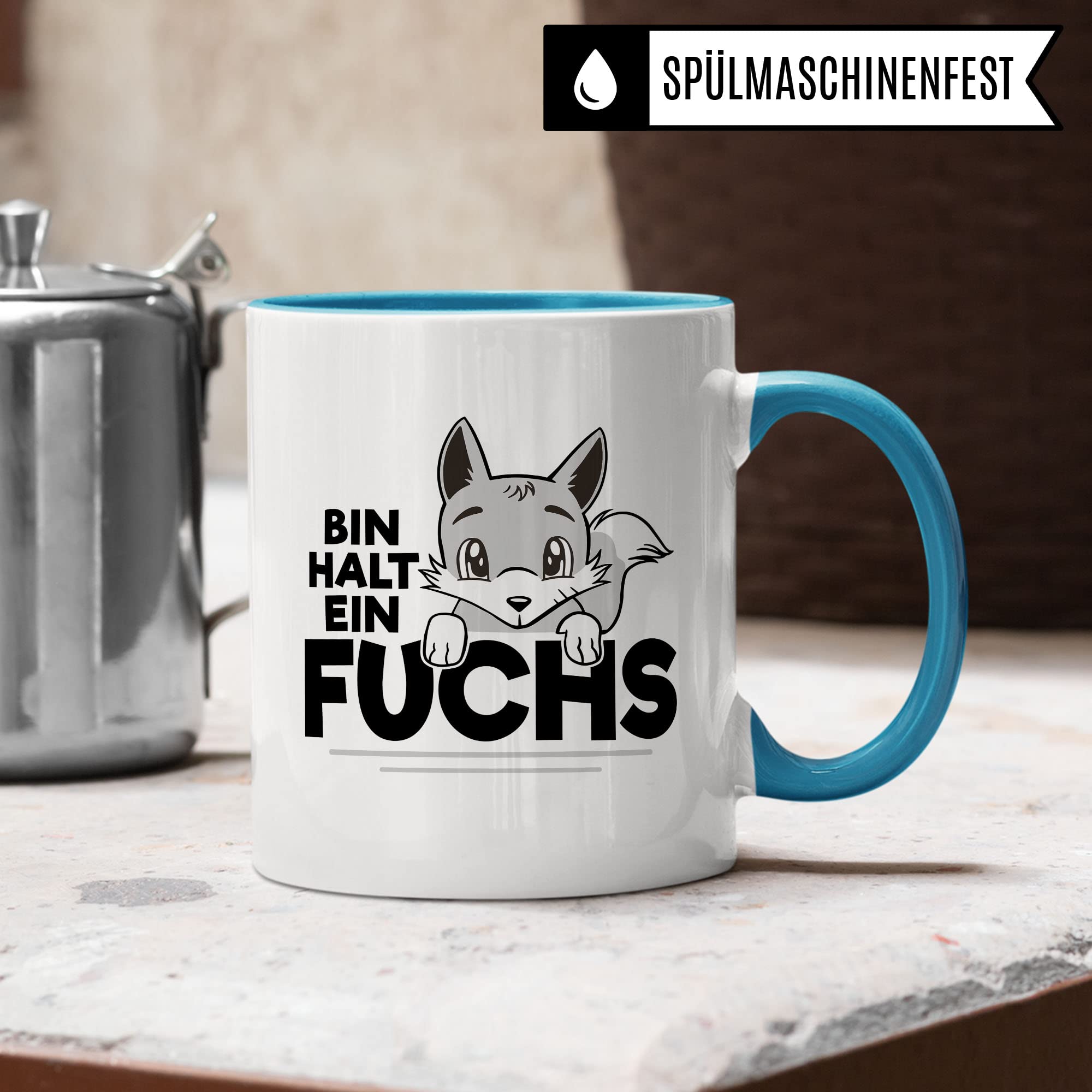 Fuchs Tasse, Bin halt ein Fuchs Spruch, Geschenk Schlaufuchs Besserwissen Schlaumeier, Fuchs-Motiv, Geschenk Kollegen Freund Freundin lustiger Fuchs Büro-Tasse