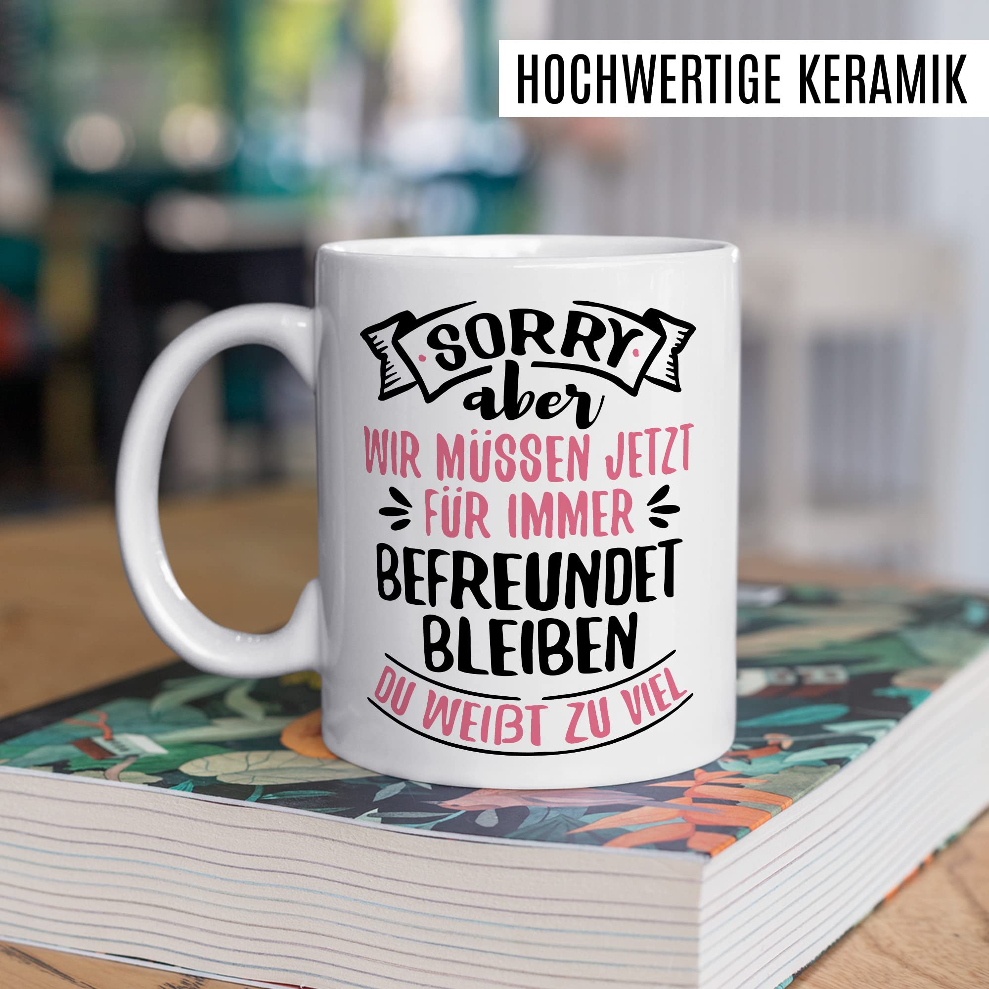 Abschied Tasse Abschiedsgeschenk Kaffeetasse Du weißt zu viel Spruch lustiger Kaffee-Becher Jobwechsel Kollege Kollegin Ruhestand Geschenkidee Rente Geschenk Humor Freunde bleiben