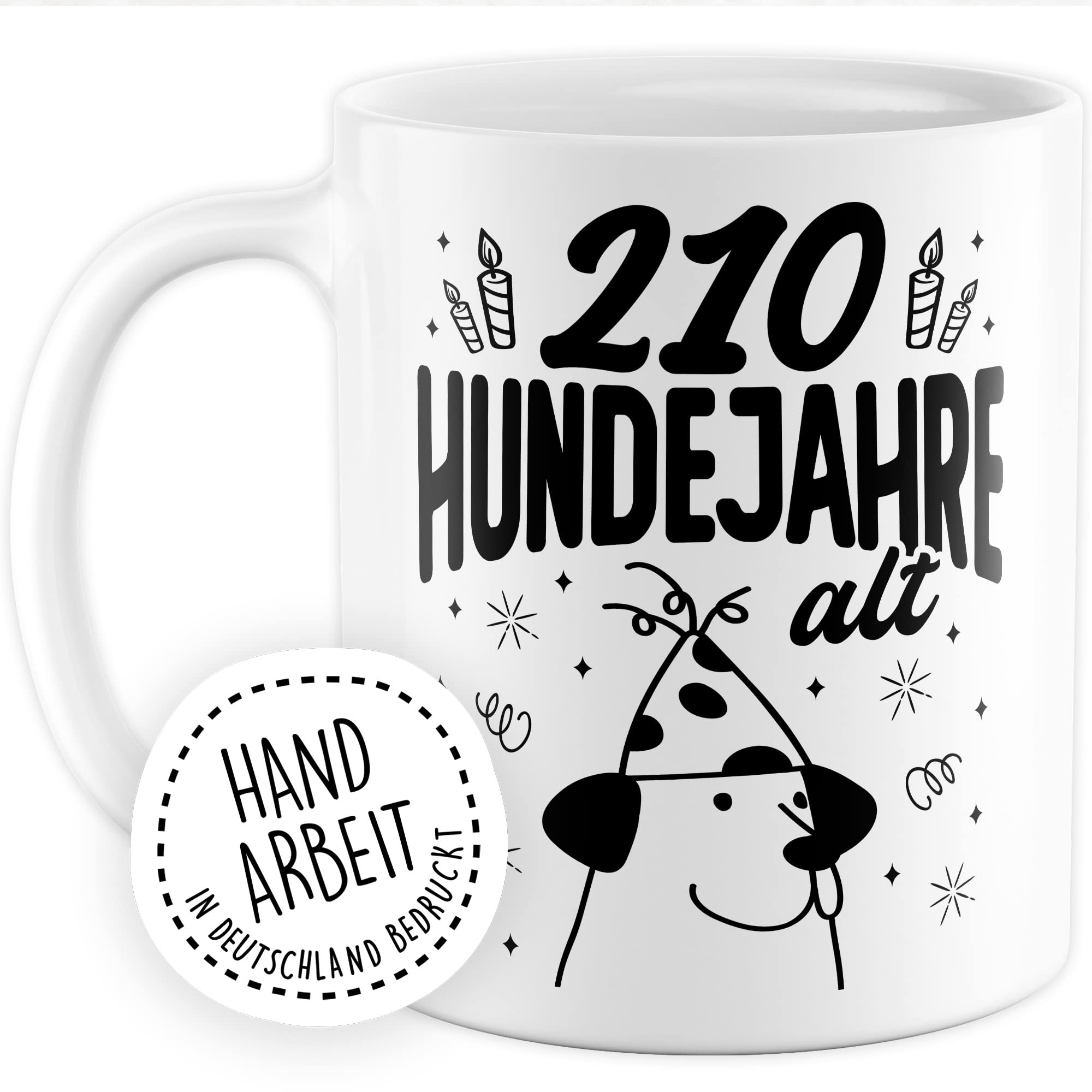 Tasse 50. Geburtstag, 350 Hundejahre alt Geschenk Geschenkidee Kaffeetasse mit Spruch lustig Kaffee-Becher Hundebesitzer Hundehalter Hundejahre Herrchen Frauchen Teetasse Witztasse