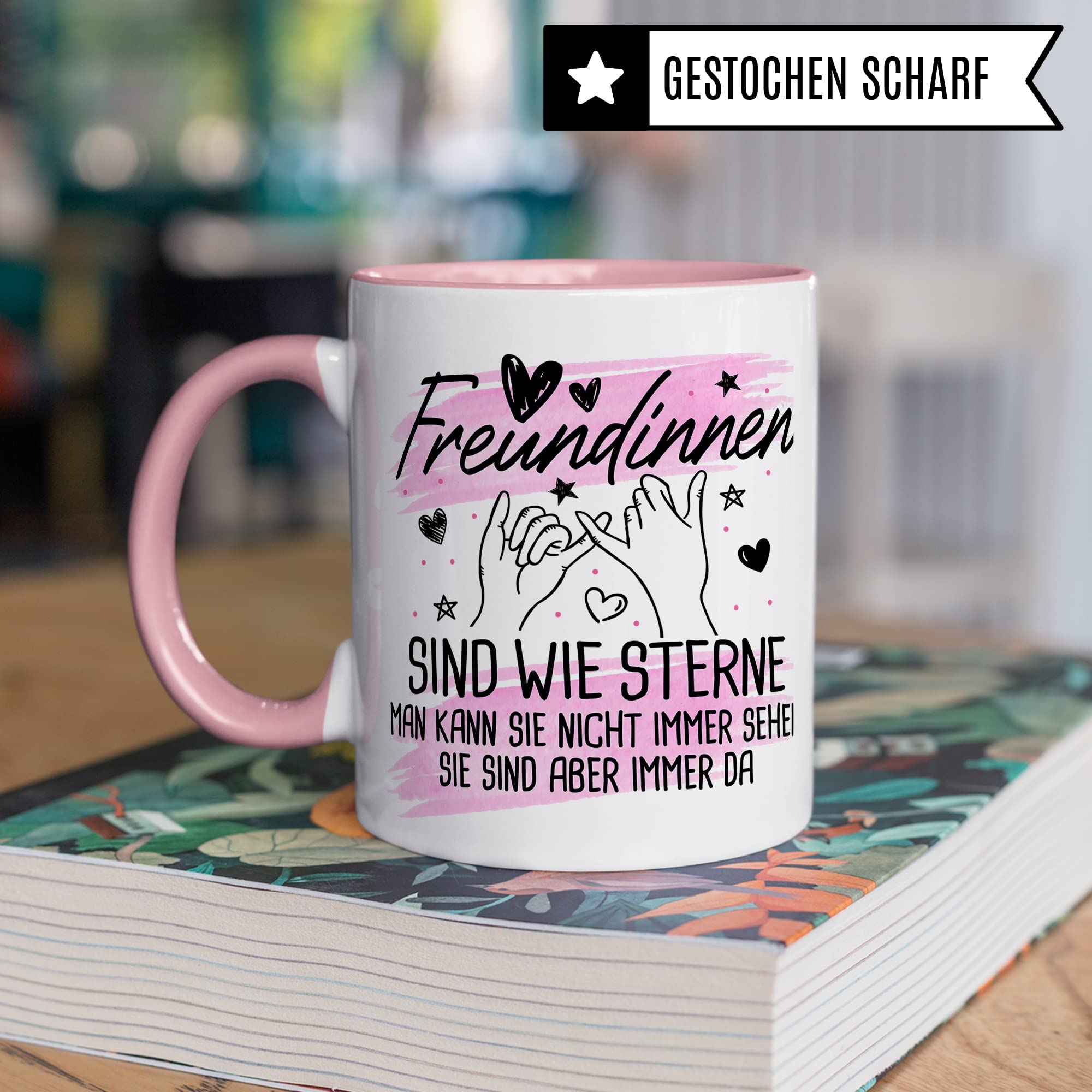 Freundin Tasse Freundinnen Kaffeetasse Freundschaft Kaffee-Becher Frauen Beste Freundin Geschenk-Idee Sterne immer da