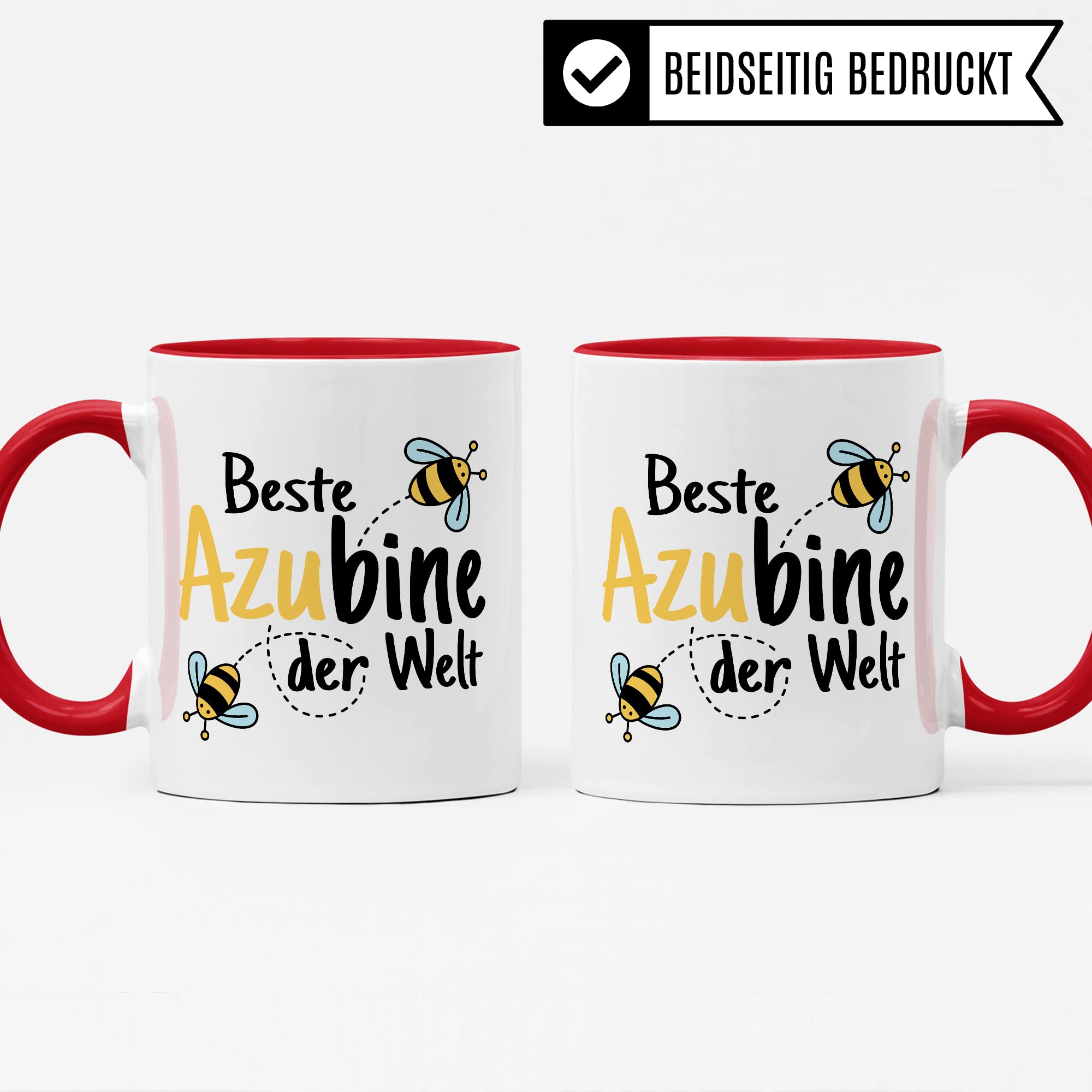 Tasse Azubine Kaffeetassen Azubi Ausbildung Kaffee-Becher Lehrling Ausbildung Beste Azubine der Welt Spruch Becher Geschenkidee Azubine-Geschenk Auszubildende Auszubildender Biene