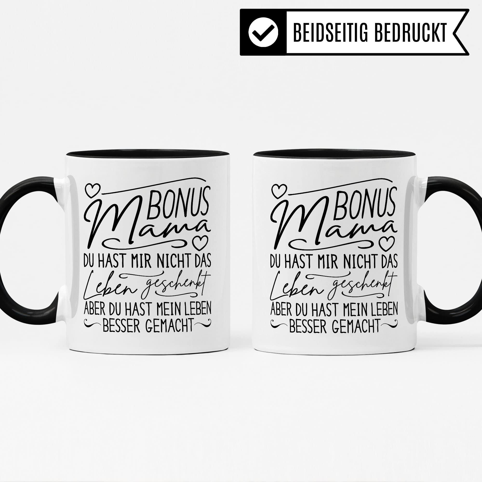 Bonusmama Tasse Stiefsohn Stieftochter Geschenkidee Mama Kaffeetasse Geschenk für Stiefmutter Kaffeebecher Stiefmama Becher