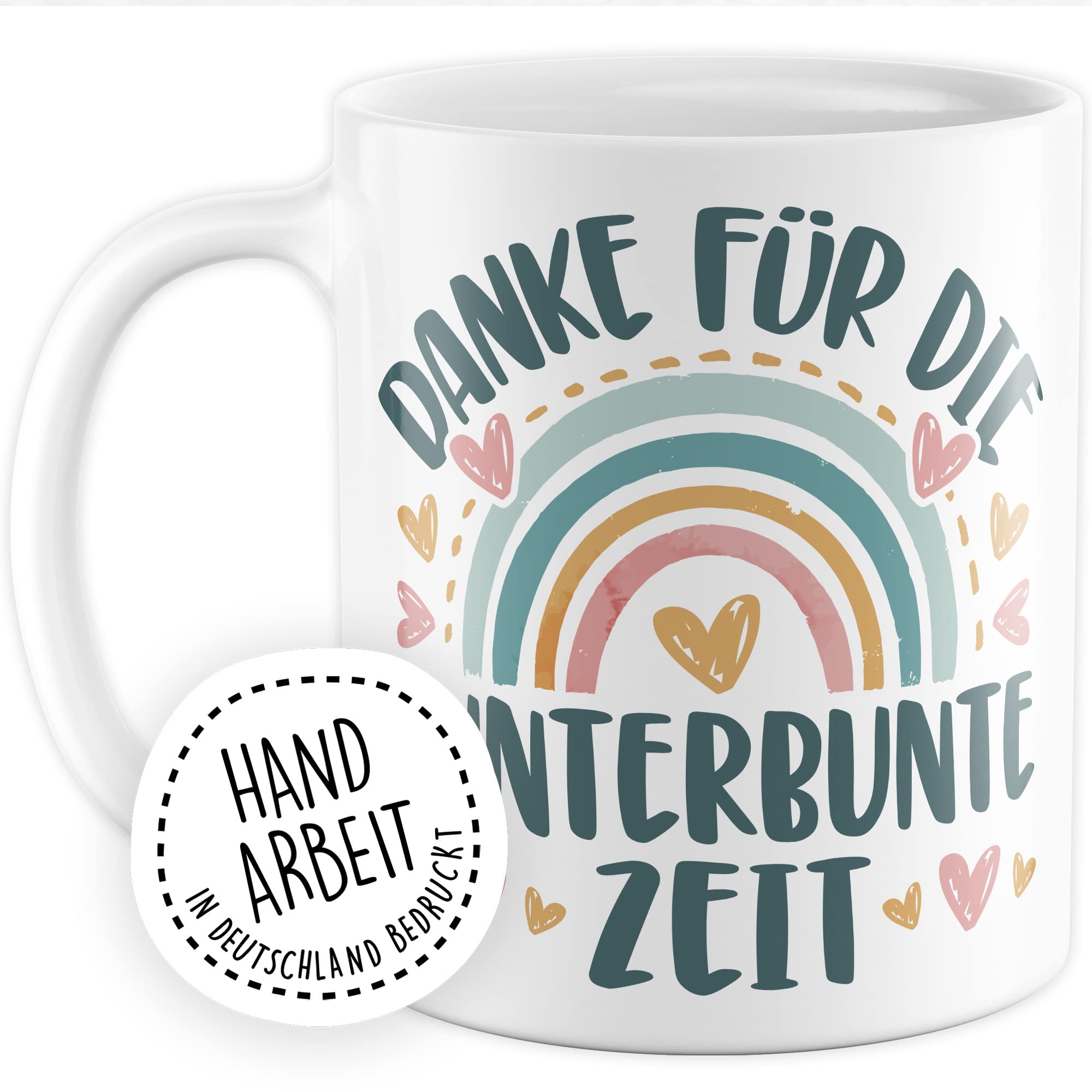 Tasse Dankeschön Erzieher, Danke für die kunterbunte Zeit Geschenk Geschenkidee Kaffeetasse mit Spruch Kaffee-Becher Lieblings-Mensch bedanken Dankesehr Dankbarkeit Erzieherin