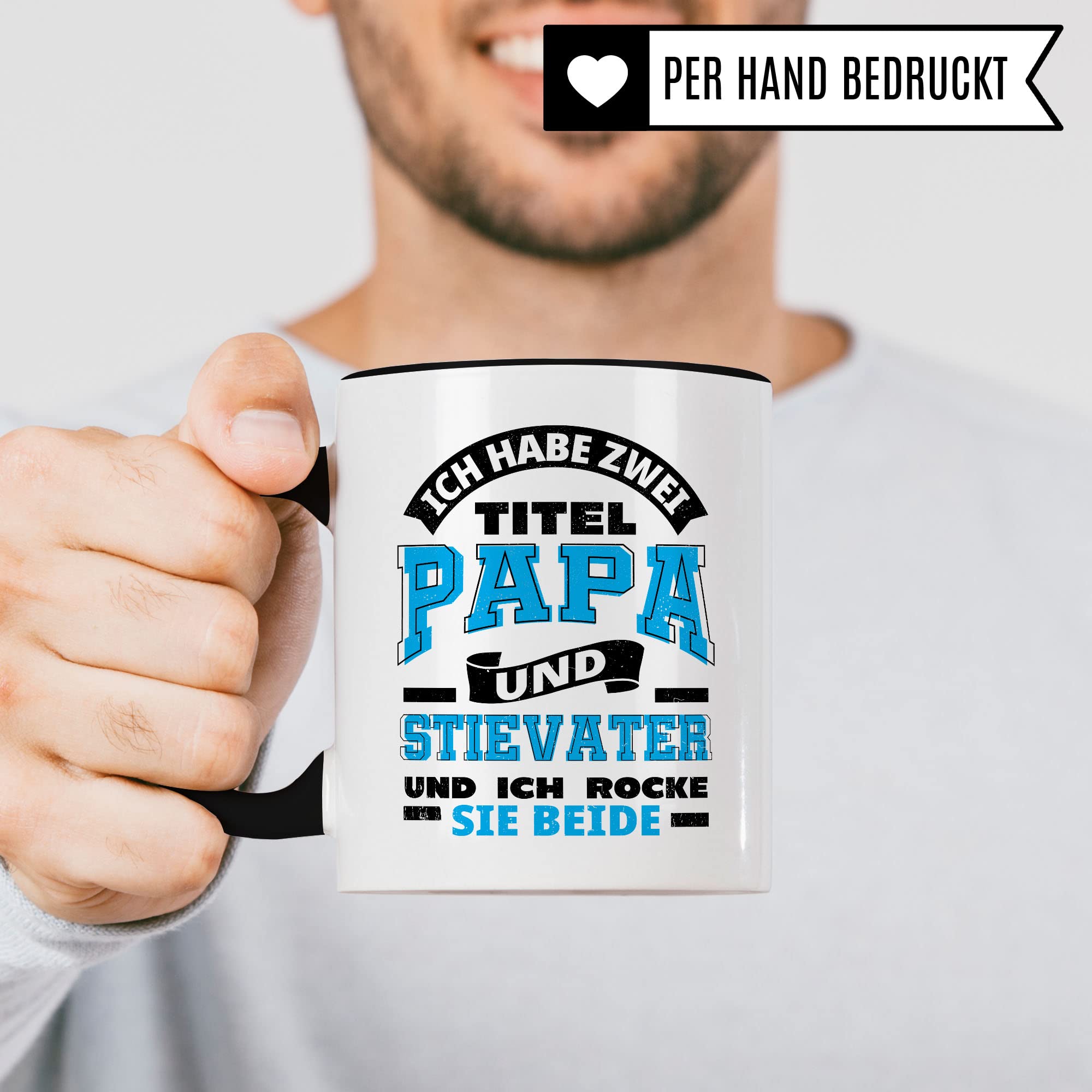 Stiefvater Tasse Geschenkidee Stiefpapa Kaffeetasse Humor Witz Geschenk für Papa Kaffeebecher Bonuspapa Becher