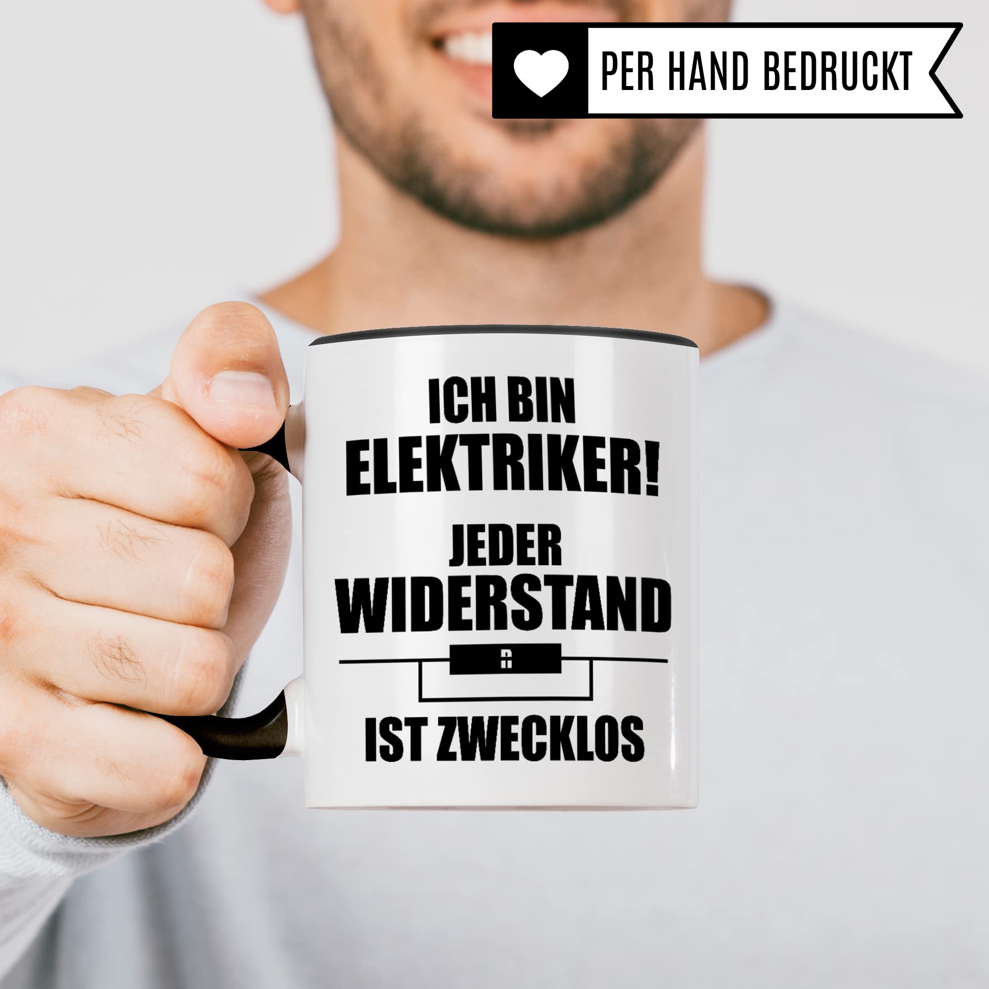 Elektriker Tasse mit Spruch lustig, Elektrikerin Kaffeetasse, Kaffeetasse Humor Witz Geschenk für Elektroinstallateur, Kaffeebecher für Männer Frauen, Ironie Teetasse Wortwitz