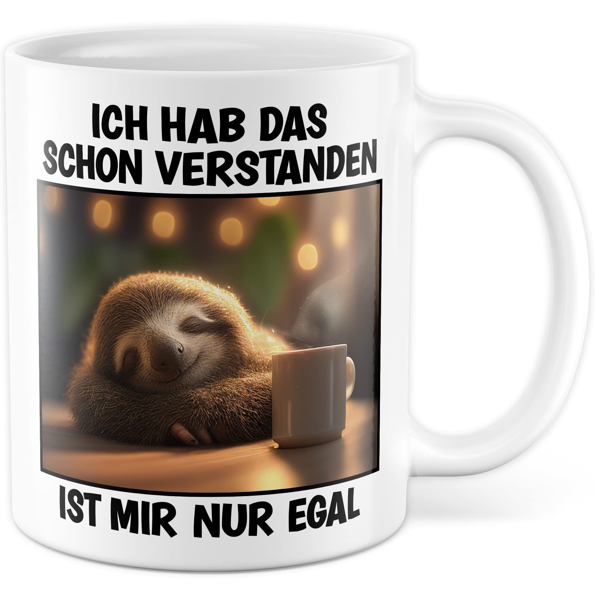 Faultier Tasse Ist mir Egal Geschenk Humor Kaffeetasse mit lustigen Spruch Büro Kaffeebecher Kollegin Geschenkidee Optimisten Teetasse