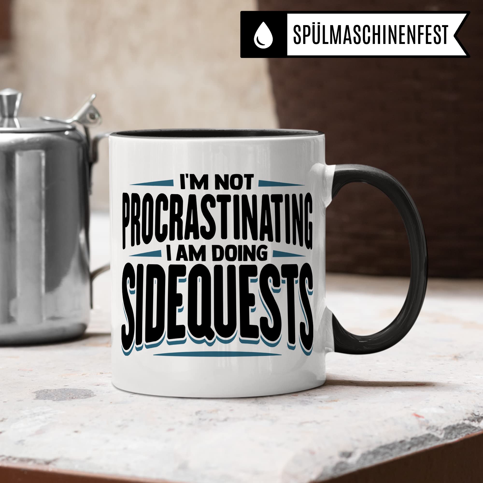 DnD Roleplay Tasse, I'm not procrastinating - I am doing Sidequests, Rollenspiel D20 Dice Geschenk, Pen & Paper Tabletop Dungeon Kaffee-Becher Geschenkidee