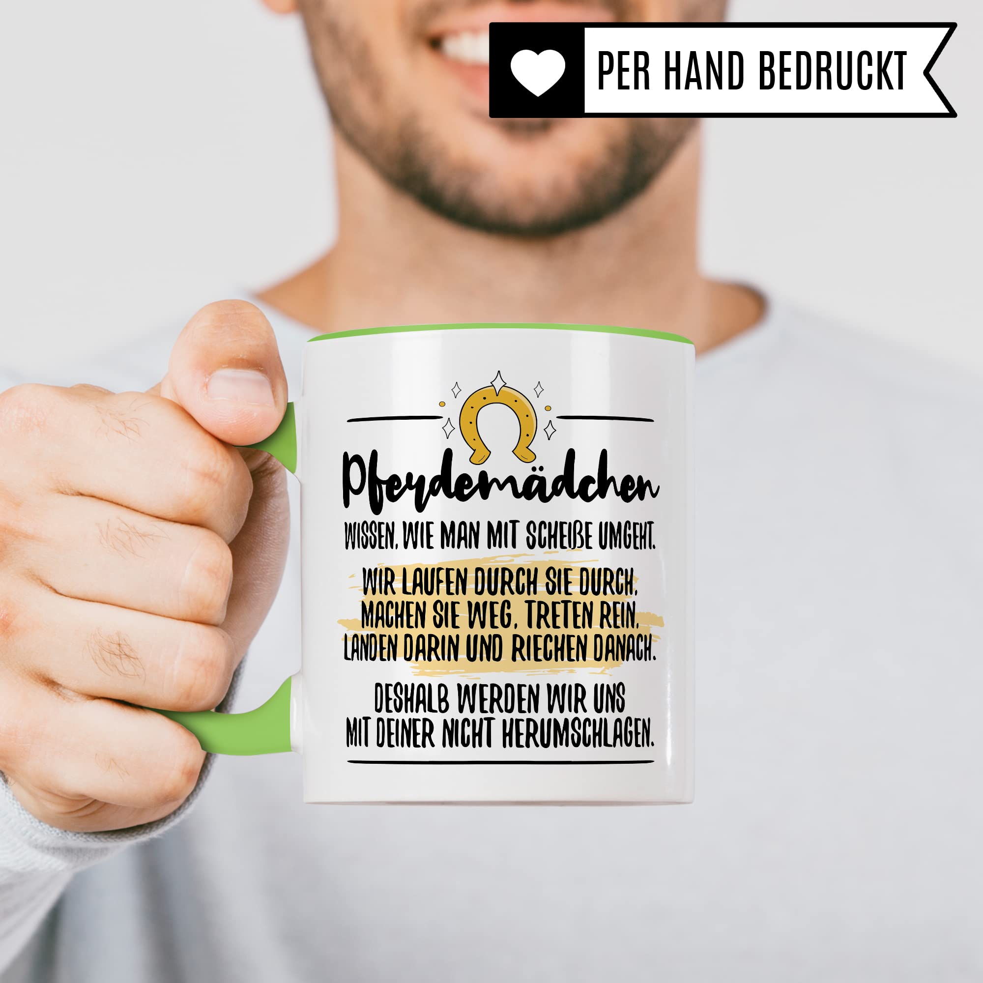 Tasse Pferdemädchen Pferd Pferde Kaffeetasse Reiterin Kaffee-Becher Reiten Teetasse Stallmädchen Pferdeliebhaber Geschenk Geschenkidee Stall Reiter Scheiße umgehen herumschlagen