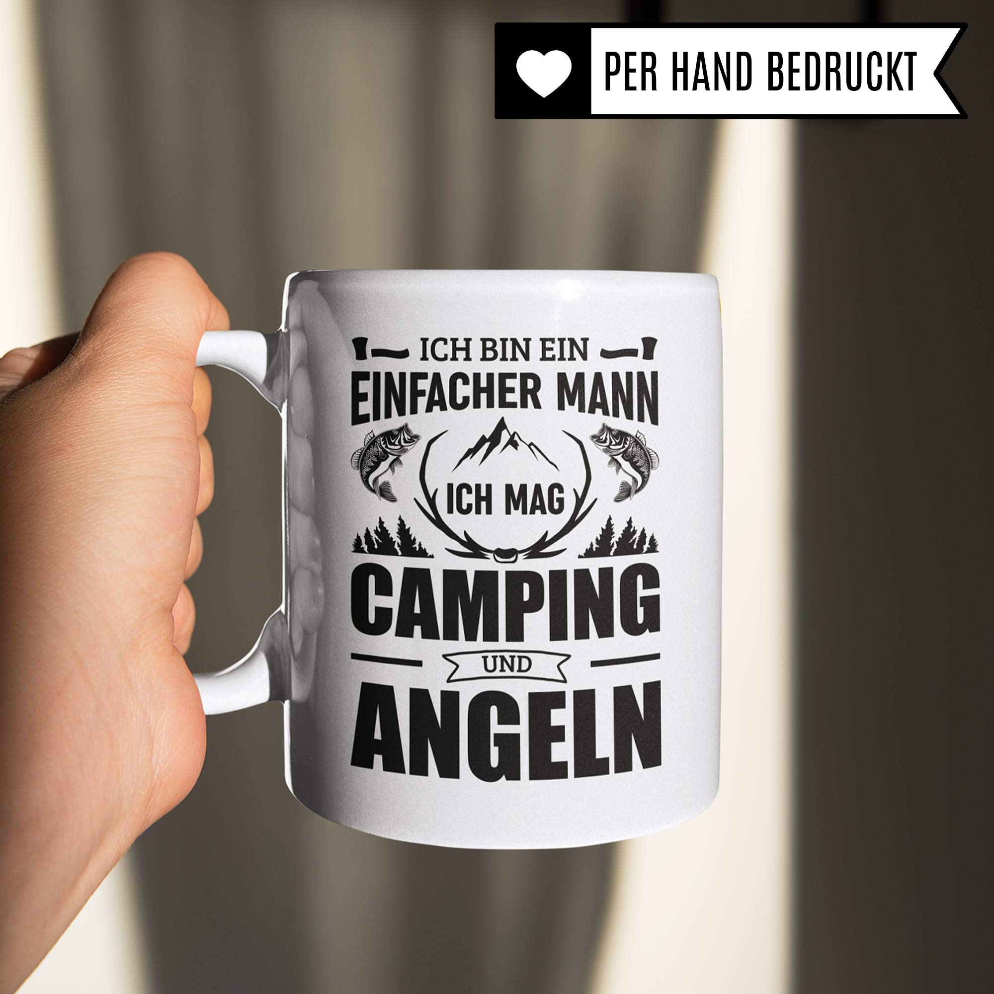 Pagma Druck Camping & Angel Tasse, Camper Angler Geschenke, Angeln Becher Fischen Fisch Campingurlaub Kaffeebecher, Kaffeetasse Geschenke für Fischer, Kaffeebecher Campingbus Spruch Geschenkidee